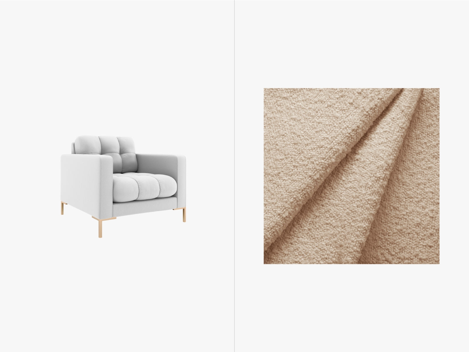 Mamaia Sessel 1 Sitz in Beige/Gold präsentiert im Onlineshop von KAQTU Design AG. Sessel ist von Micadoni