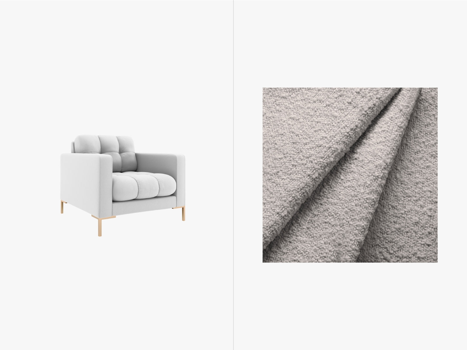 Mamaia Sessel 1 Sitz in Light Grey/Gold präsentiert im Onlineshop von KAQTU Design AG. Sessel ist von Micadoni