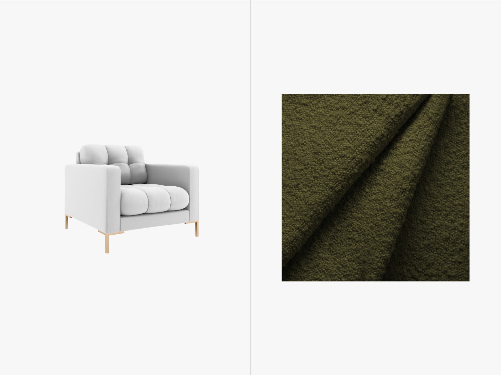 Mamaia Sessel 1 Sitz in Dark Olive Green/Gold präsentiert im Onlineshop von KAQTU Design AG. Sessel ist von Micadoni