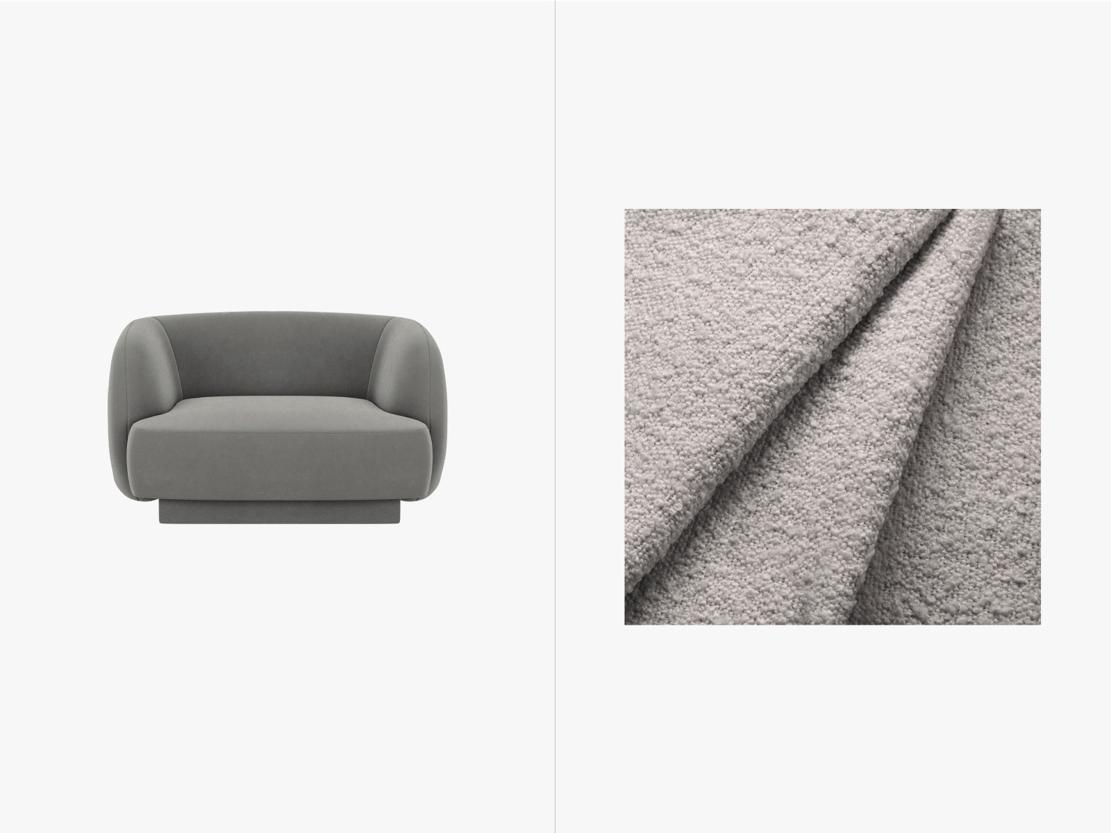 Miley Boucle Sessel 1 Sitz in Light Grey-Baloo präsentiert im Onlineshop von KAQTU Design AG. Sessel ist von Micadoni