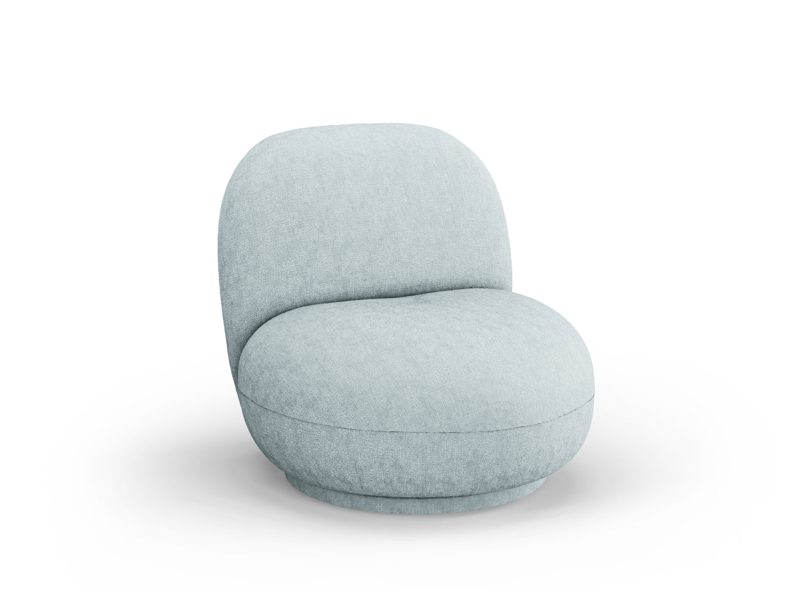 Eleganter Chuck Swivel Armchair 1 Sitzer in sanftem Hellblau, ideal für stilvolle Wohnräume und komfortables Sitzen.