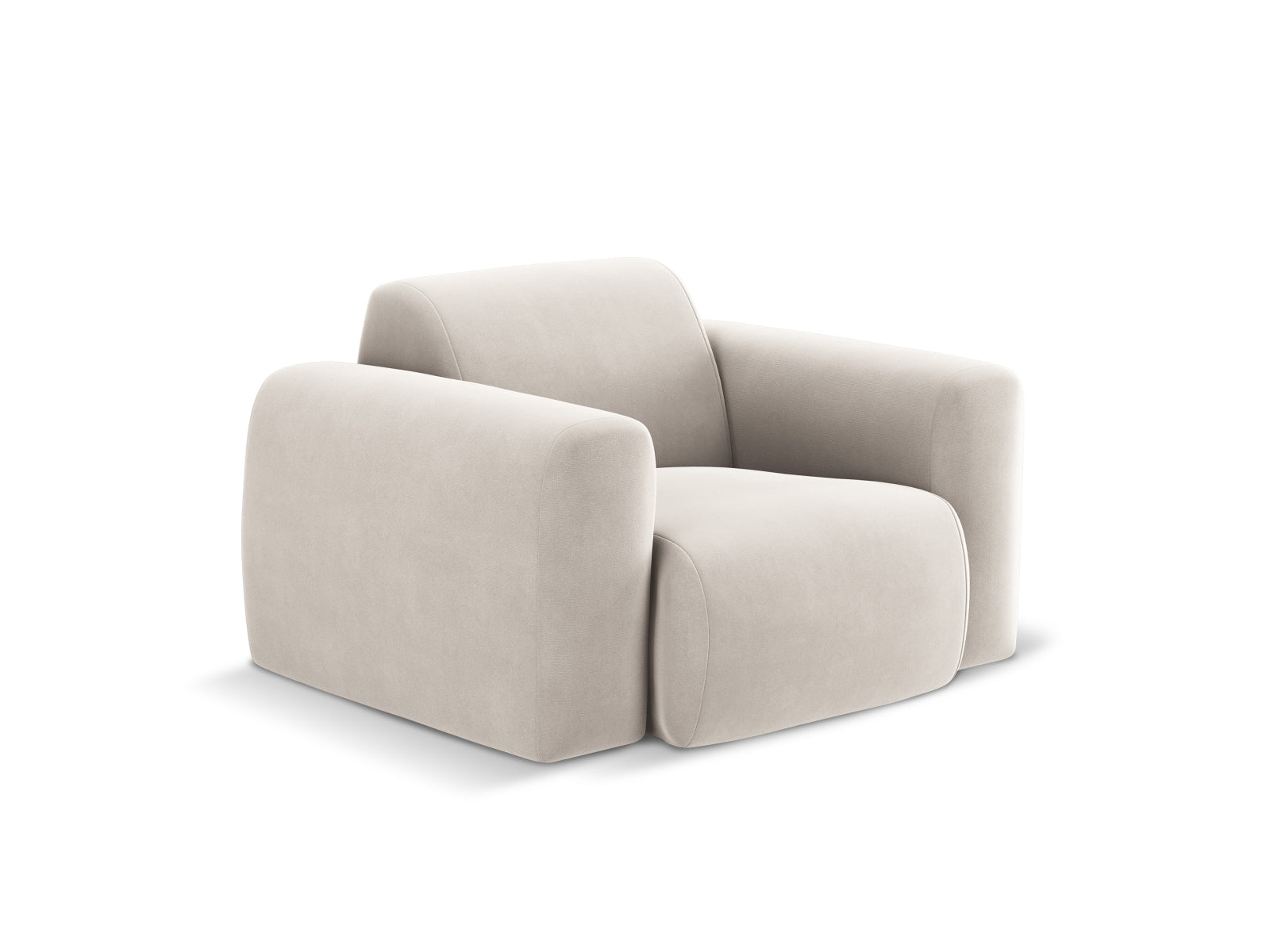 Eleganter Molino Velour Sessel in hellem Beige, ideal für stilvolle Wohnräume. Hochwertige Verarbeitung von Micadoni.