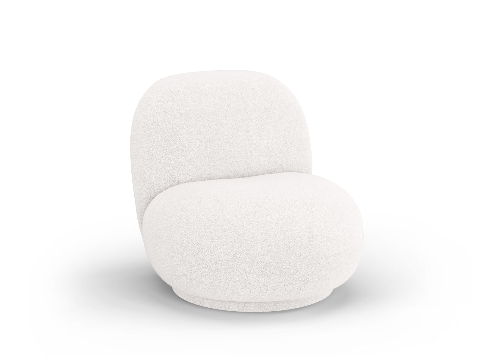 Moderner Drehsessel Chuck Swivel Boucle in Ivory, perfekt für gemütliche Ecken. Bequemer 1-Sitzer mit schickem Design von Micadoni.