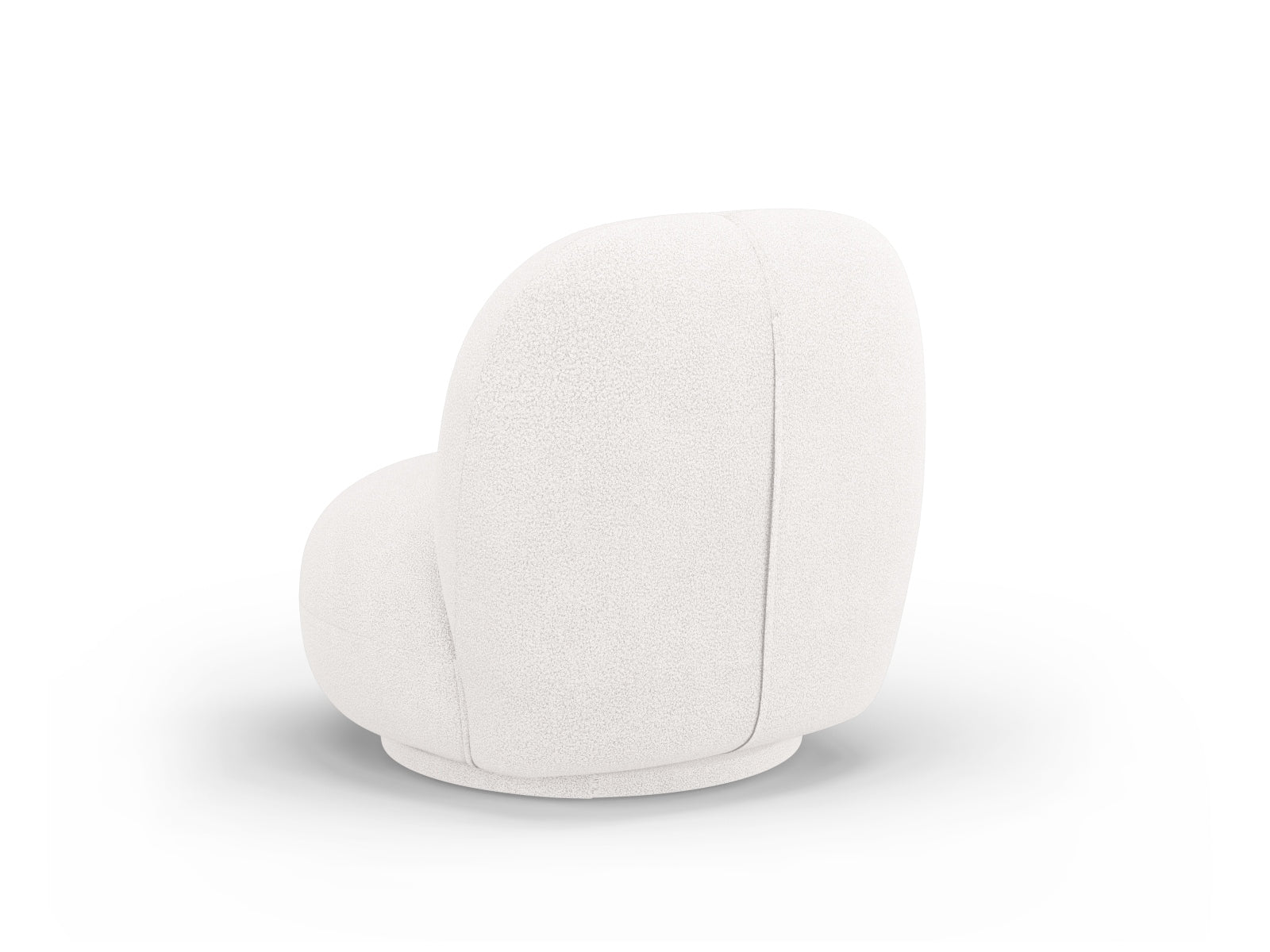 Eleganter Chuck Swivel Boucle Armchair in Ivory, stilvoller 1-Sitzer mit drehbarem Design, ideal für entspannte Wohnräume.