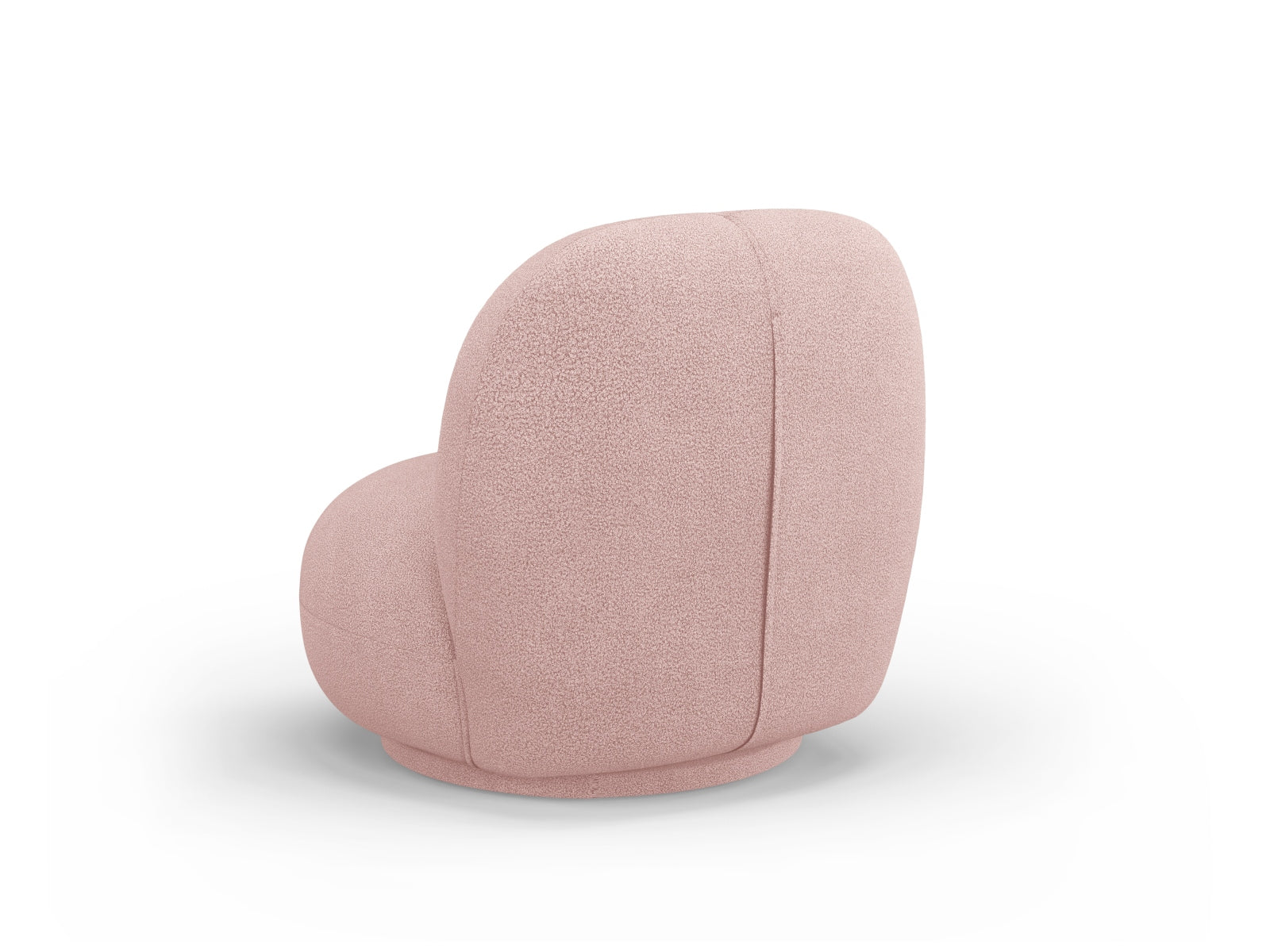 Eleganter Chuck Swivel Boucle Armchair in sanftem Powder Pink, ideal für entspannte Stunden und geschmackvolle Einrichtungsideen.