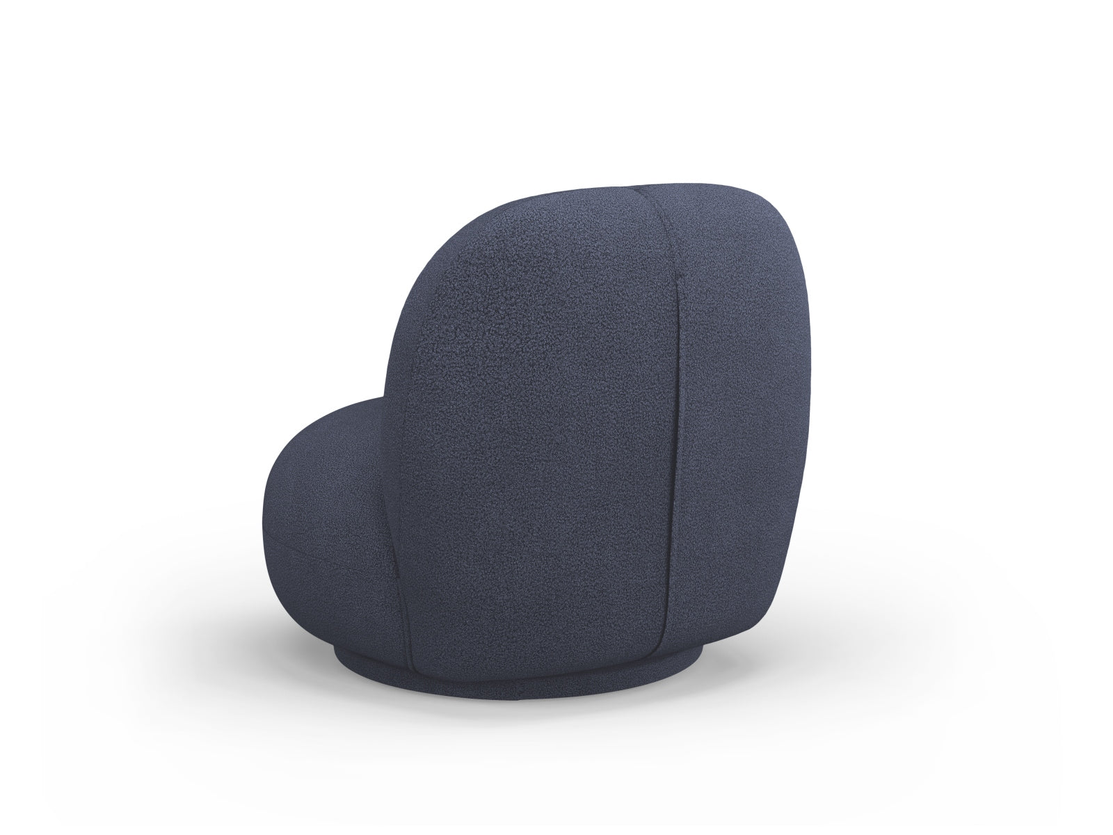 Eleganter Boucle Drehsessel in tiefem Blau von Micadoni, ideal für gemütliche Leseecken oder stilvolle Wohnräume.