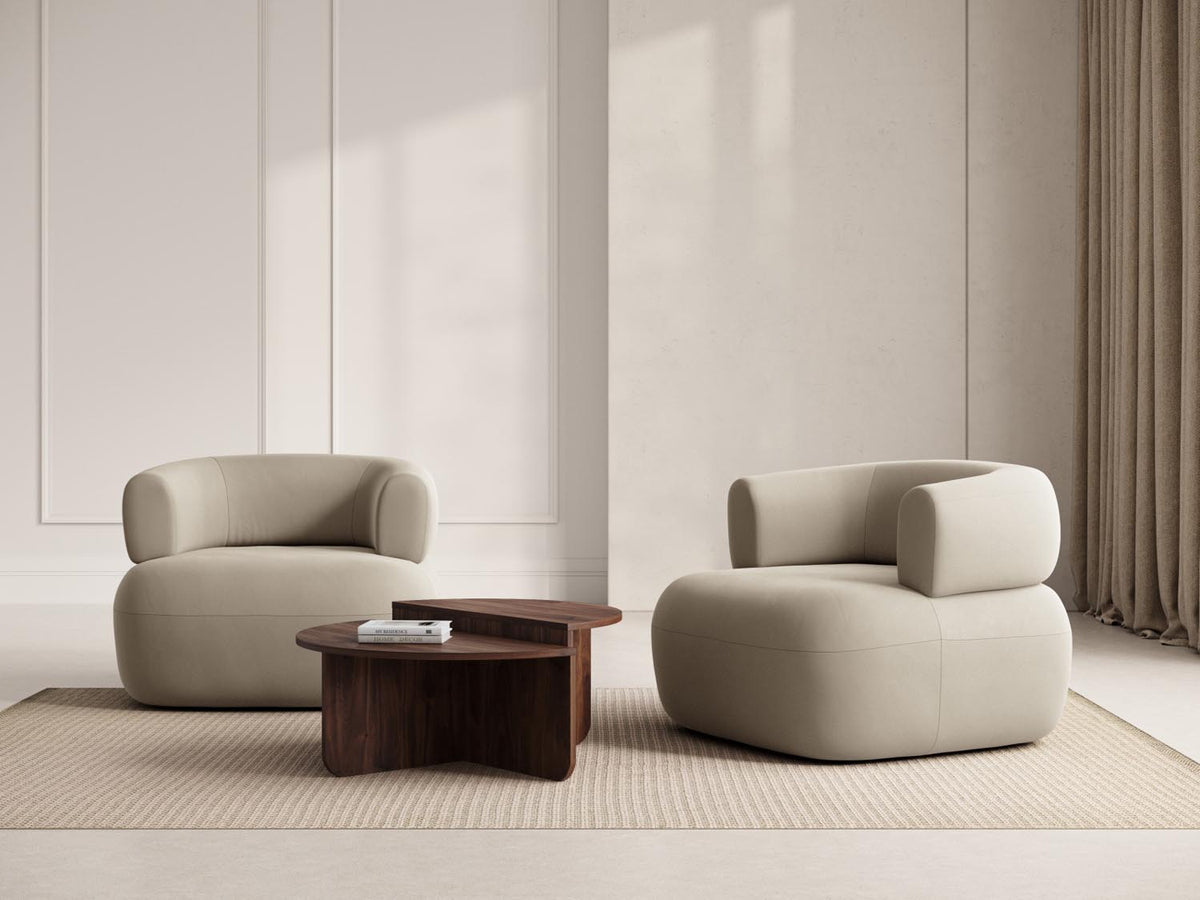 Jenny Velour Sessel 1 Sitz in Beige-Salvador präsentiert im Onlineshop von KAQTU Design AG. Sessel ist von Micadoni