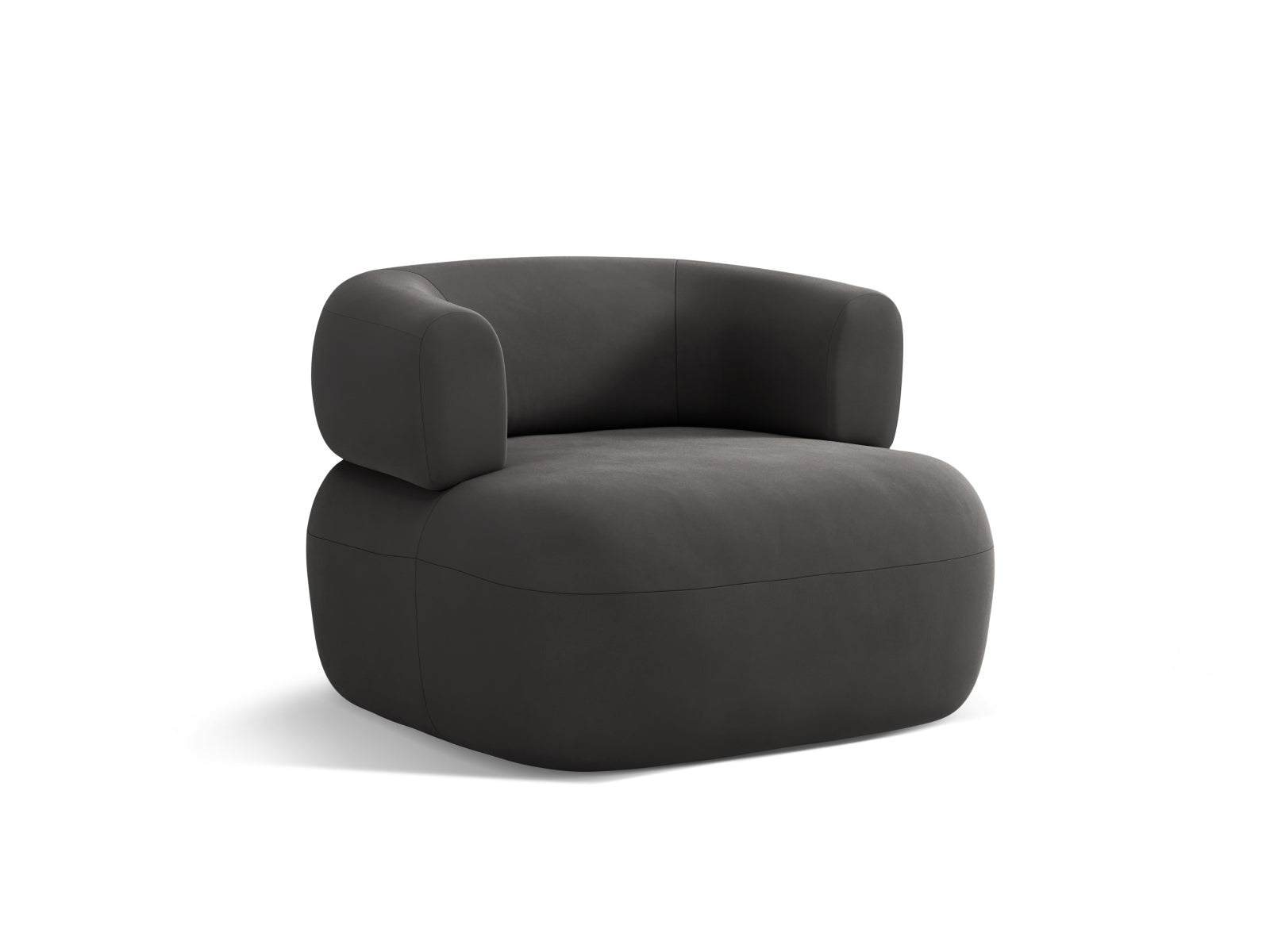 Stylischer Jenny Velour Sessel in edlem Dunkelgrau, bietet hohen Komfort und fügt sich harmonisch in jedes moderne Interieur ein.