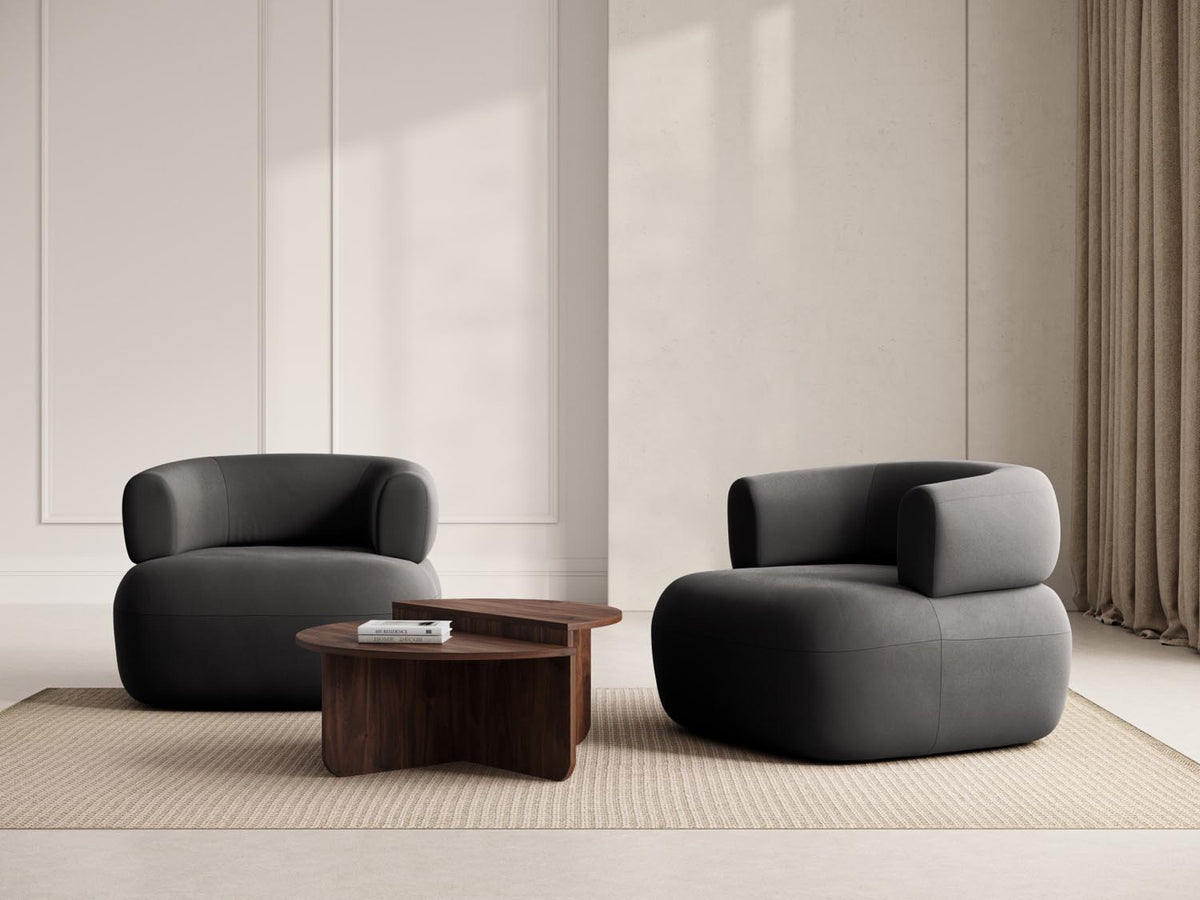 Jenny Velour Sessel 1 Sitz in Dark Grey-Salvador präsentiert im Onlineshop von KAQTU Design AG. Sessel ist von Micadoni
