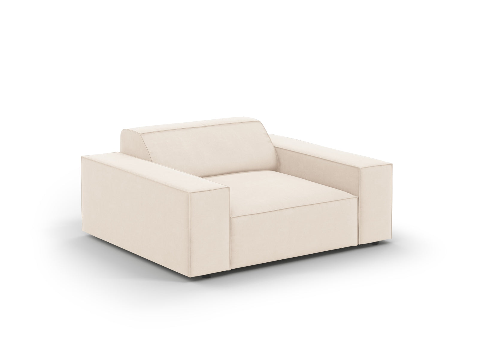 Bequemer Jodie Velour Sessel in zartem Beige, perfekt für moderne Interiors. Hochwertige Materialien und stilvolles Design von Micadoni.