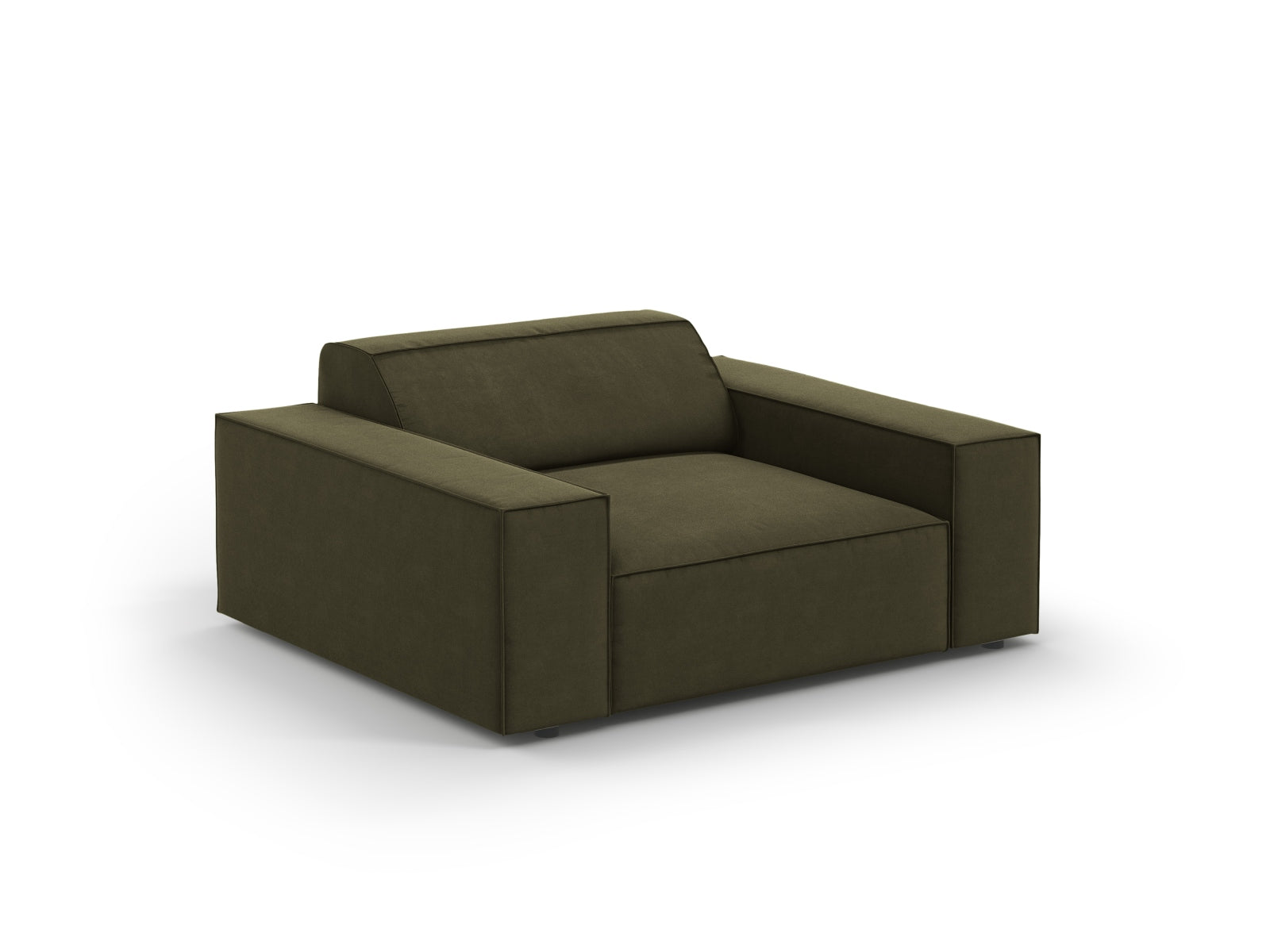 Moderner Jodie Velour Sessel in edlem Green-Bluvel, perfekt für stilvolle Interiors. Hochwertige Materialien und elegantes Design von Micadoni.