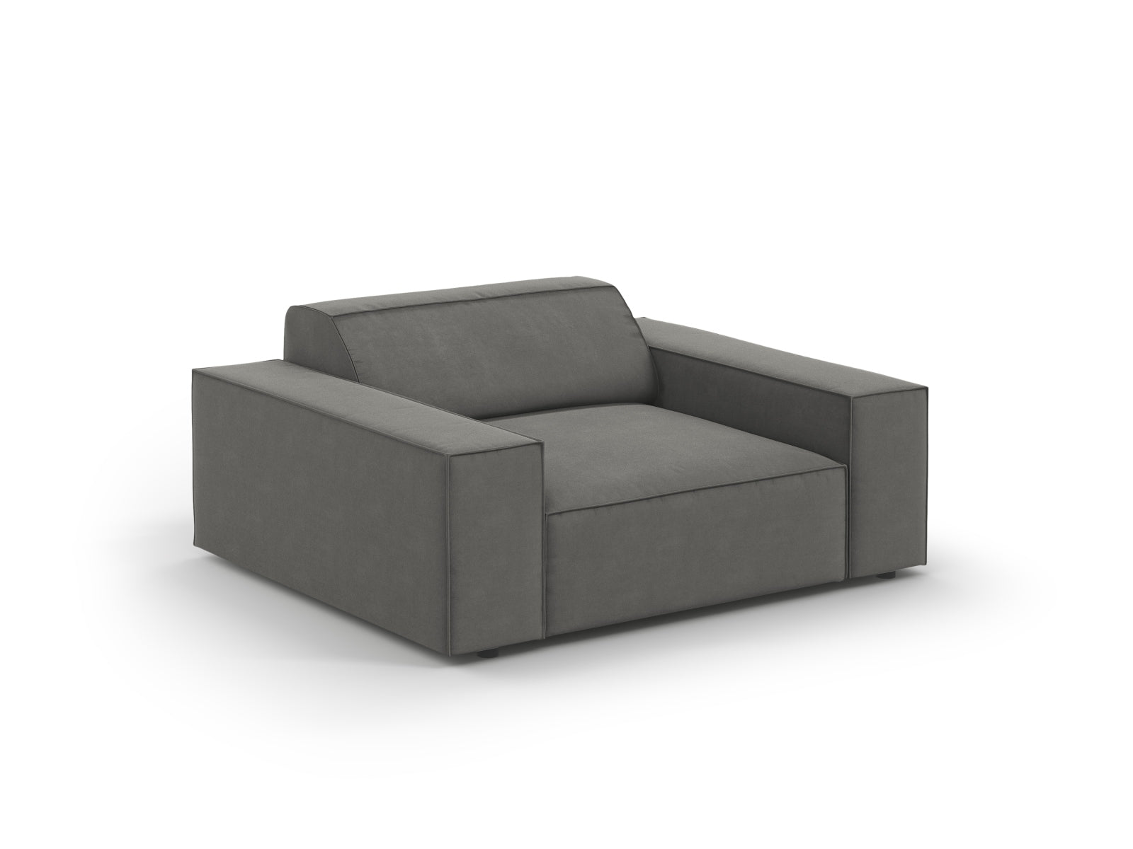 Moderner Jodie Velour Sessel in edlem Grau, perfekt für gemütliche Ecken. Hochwertige Materialien und zeitloses Design von Micadoni.