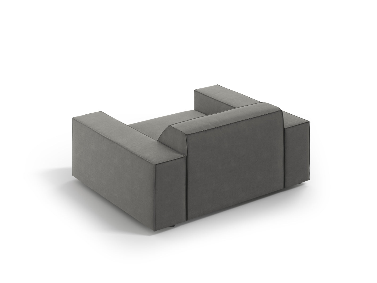 Eleganter Jodie Velour Sessel in stilvollem Grau, ideal für entspannte Momente. Hochwertige Verarbeitung und modernes Design von Micadoni.
