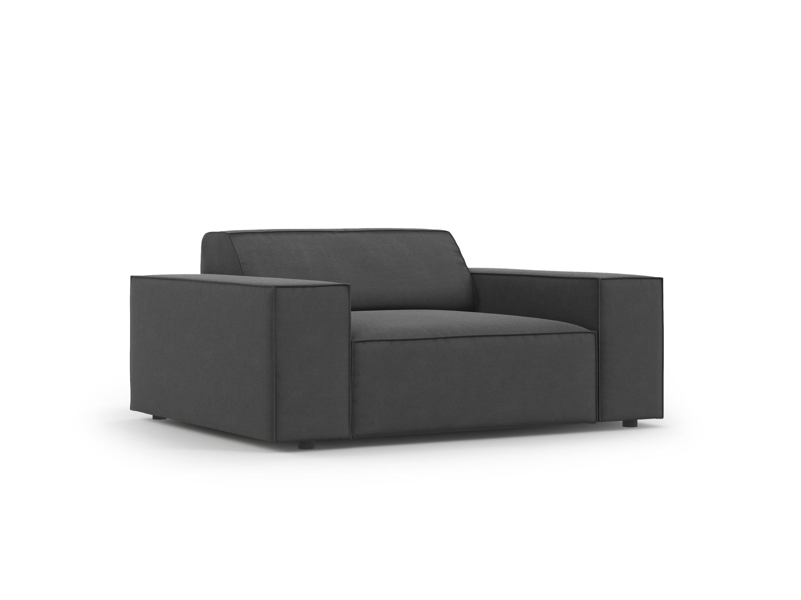 Eleganter Jodie Velour Sessel in stilvollem Grau-Blau, ideal für moderne Wohnräume. Hochwertige Verarbeitung von Micadoni.