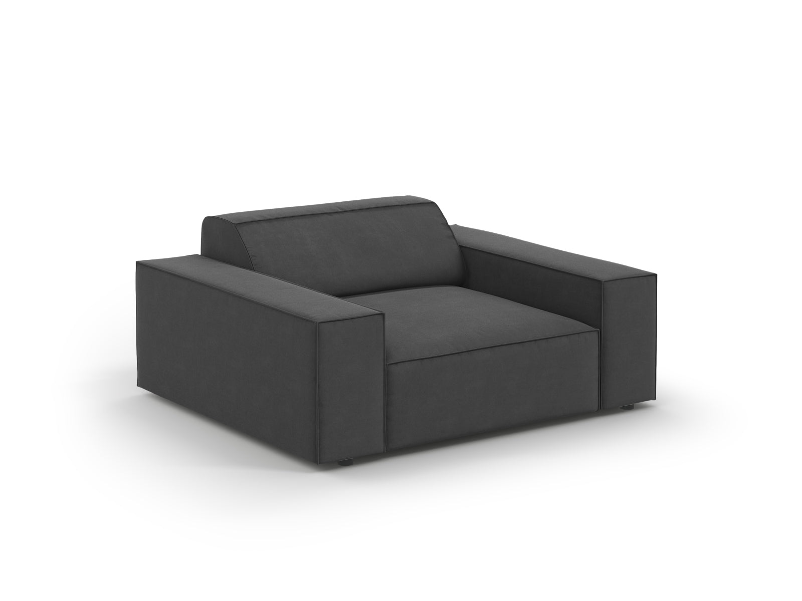 Moderner Jodie Velour Sessel in edlem Grau-Blau, perfekt für stilvolle Interiors. Bequeme Sitzgelegenheit von Micadoni.