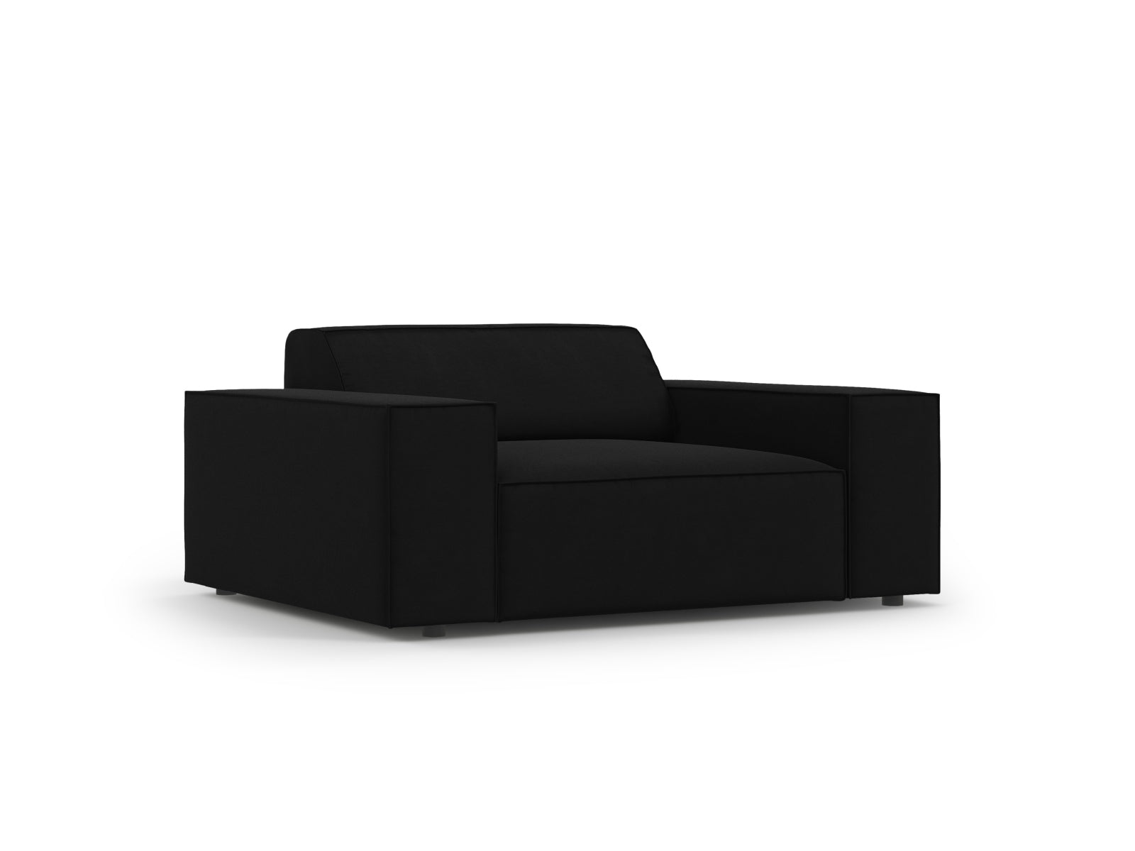 Eleganter Jodie Velour Sessel in stilvollem Schwarz-Bluvel, ideal für moderne Wohnräume. Hochwertige Verarbeitung von Micadoni.