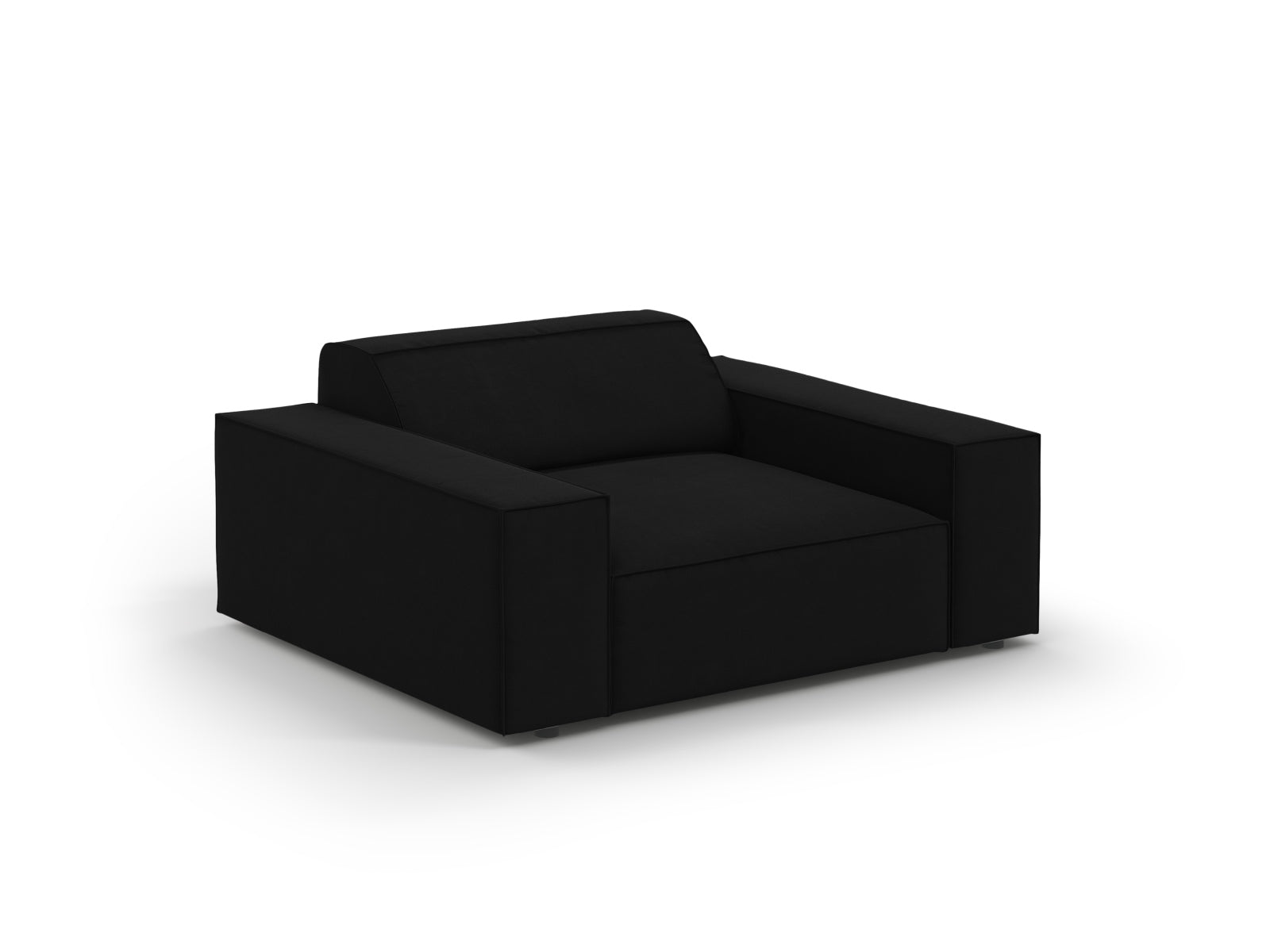 Moderner Jodie Velour Sessel in edlem Schwarz-Bluvel, perfekt für stilvolle Interiors. Bequeme Sitzgelegenheit von Micadoni.