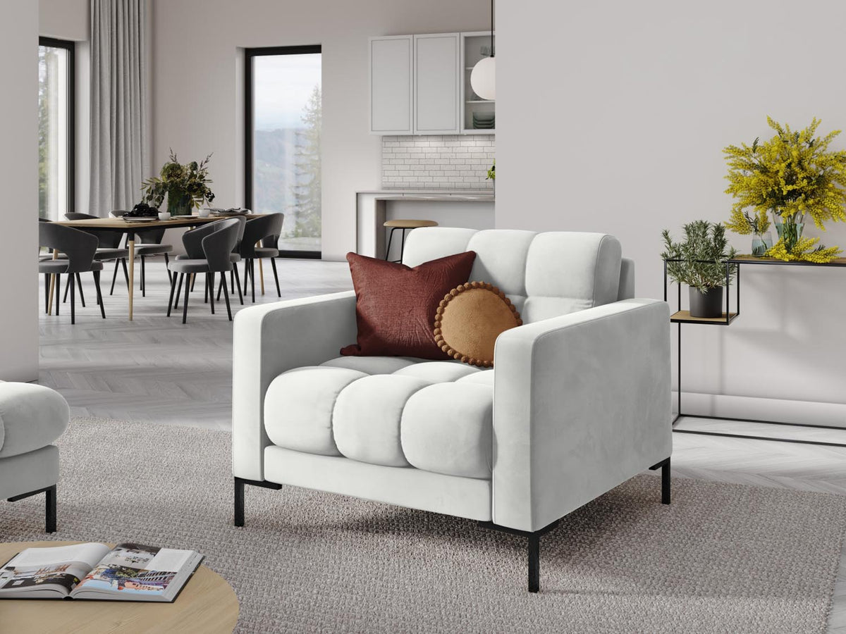 Mamaia Velour Sessel 1 Sitz in Silver/Schwarz-Bluvel präsentiert im Onlineshop von KAQTU Design AG. Sessel ist von Micadoni