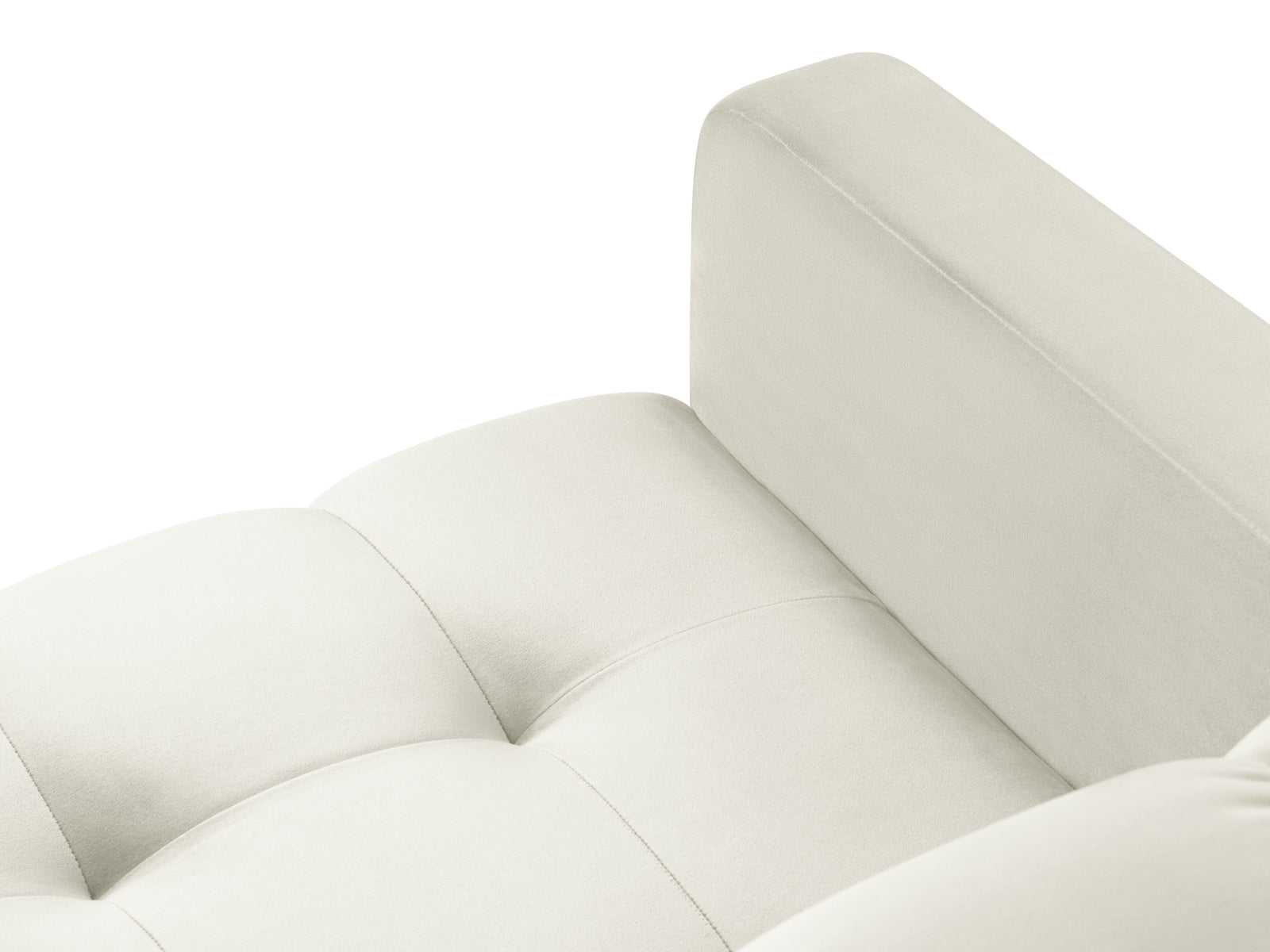 Stylischer Mamaia Velour Sessel in sanften Beigetönen, kombiniert mit einem robusten schwarzen Gestell, perfekt für entspannte Wohnatmosphäre.