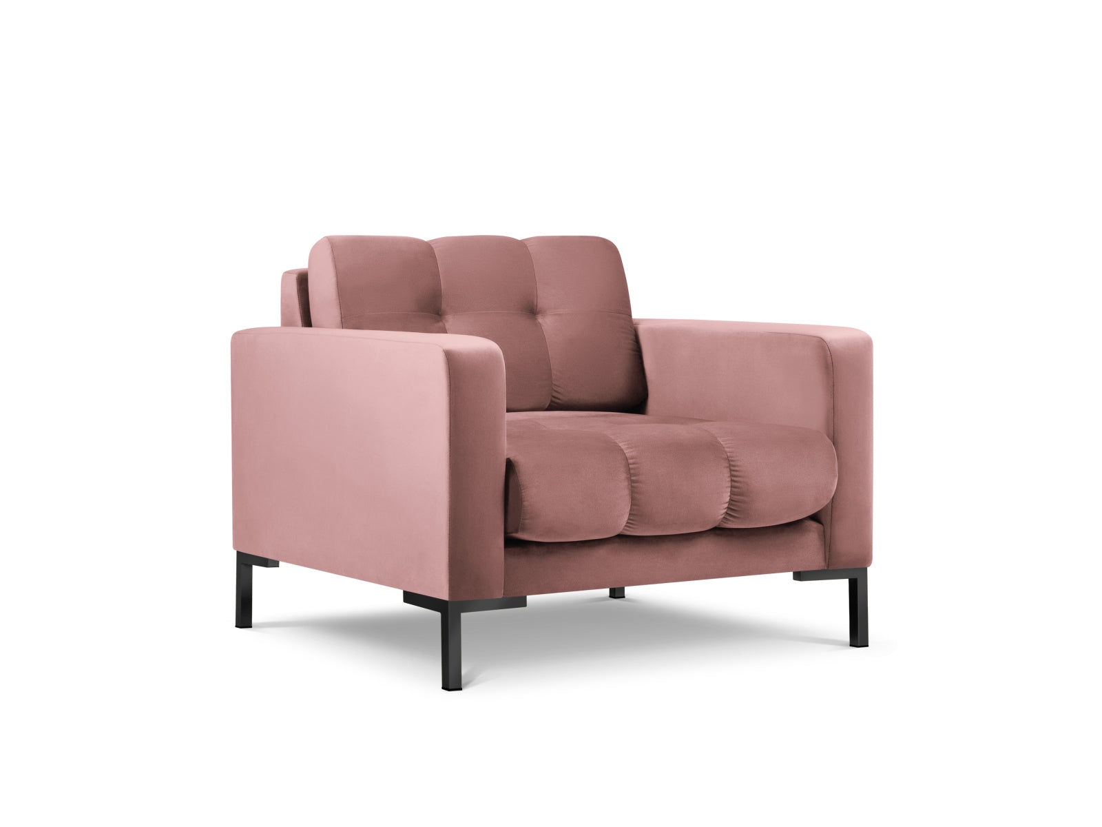 Stylischer Mamaia Velour Sessel in ansprechendem Pink und Schwarz, perfekt für trendbewusste Innenräume und entspannende Rückzugsorte.