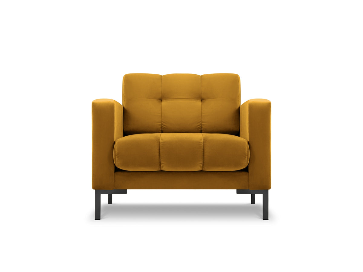 Mamaia Velour Sessel 1 Sitz in Yellow/Schwarz-Bluvel präsentiert im Onlineshop von KAQTU Design AG. Sessel ist von Micadoni