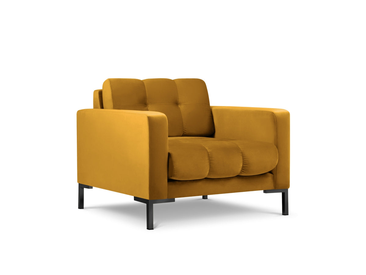 Mamaia Velour Sessel 1 Sitz in Yellow/Schwarz-Bluvel präsentiert im Onlineshop von KAQTU Design AG. Sessel ist von Micadoni