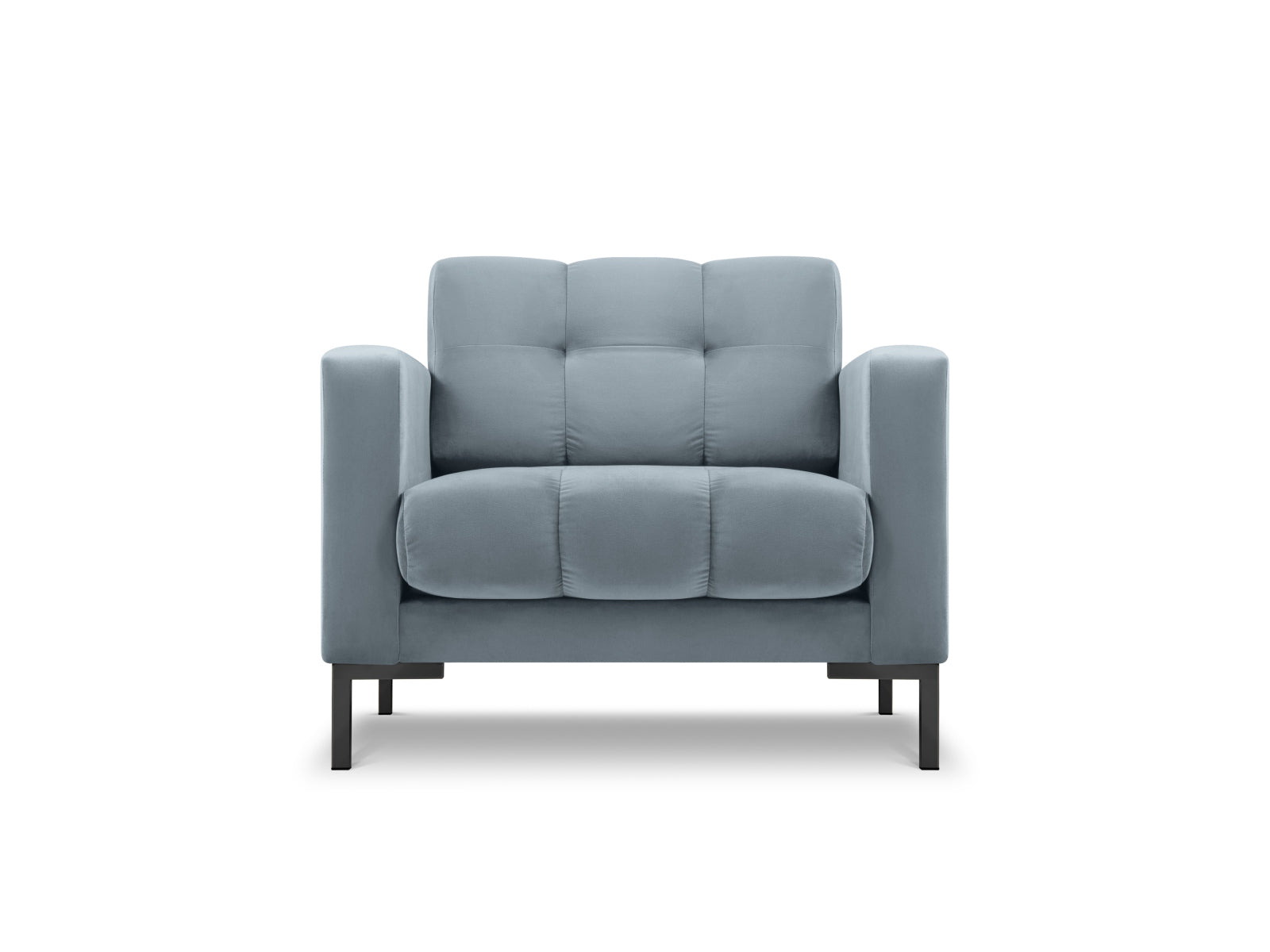 Mamaia Velour Sessel 1 Sitz in Light Blue/Schwarz-Bluvel präsentiert im Onlineshop von KAQTU Design AG. Sessel ist von Micadoni