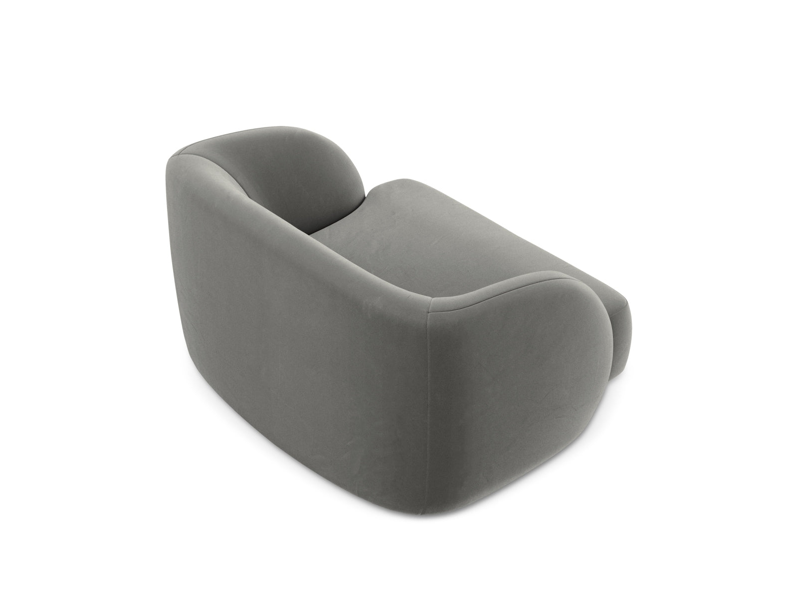Moderner Miley Velour Sessel in edlem Grau, perfekt für gemütliche Ecken. Hochwertige Materialien und stilvolles Design von Micadoni.