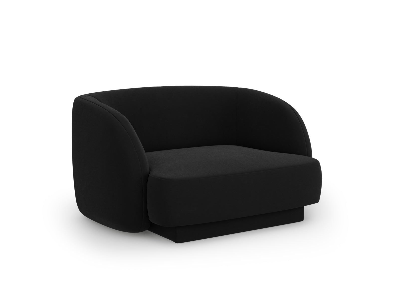 Eleganter Miley Velour Sessel in stilvollem Schwarz-Bluvel, ideal für moderne Wohnräume. Hochwertige Verarbeitung von Micadoni.