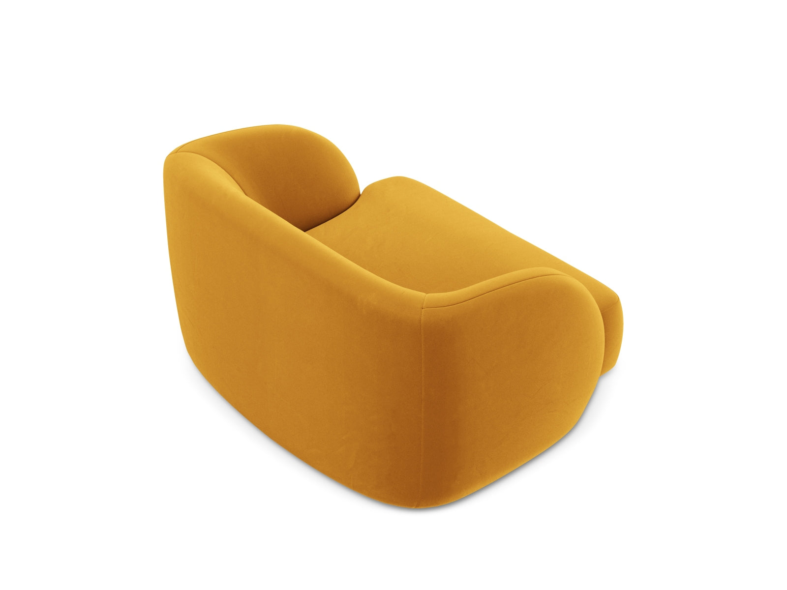 Stylischer einfarbiger Velour Sessel von Micadoni in Gelb-Blau, perfekt für moderne Interiors und komfortable Sitzgelegenheiten.