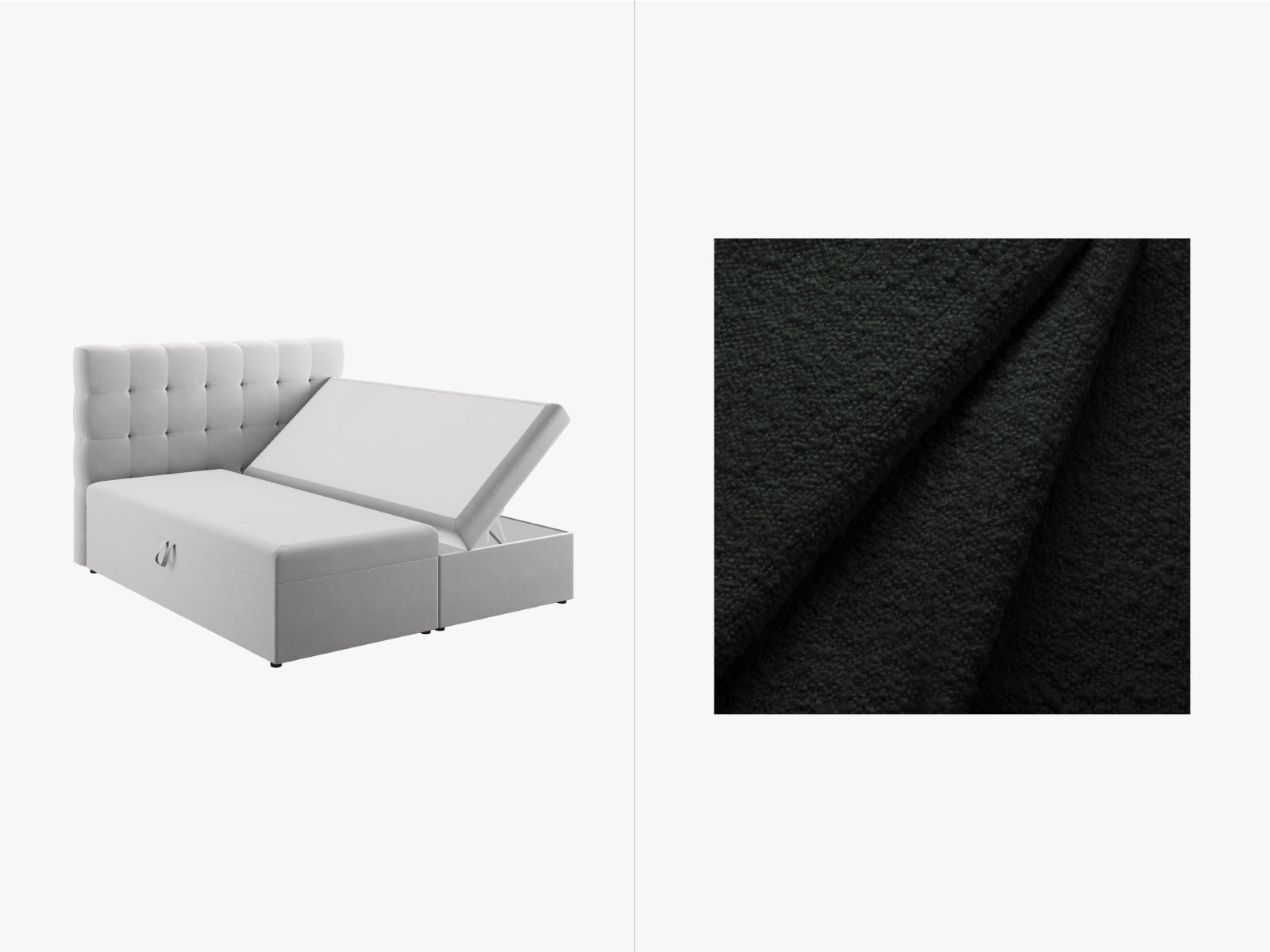 Mamaia Boxspring Bed Set: Headboard + Boxspringmatratze und Topper 140cm in Black/Schwarz präsentiert im Onlineshop von KAQTU Design AG. Bett ist von Micadoni