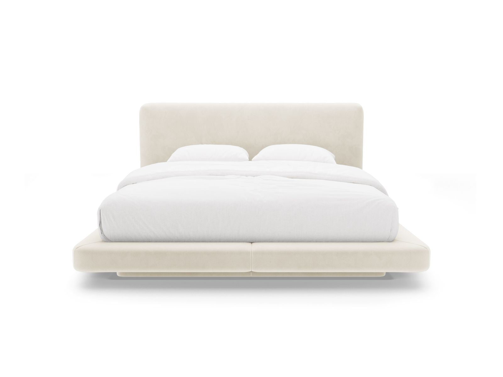 Elegantes Linea Bett mit 140 cm Kopfteil in Ivory-Magic Velvet, stilvoll und modern, ideal für jedes Schlafzimmer von Micadoni.