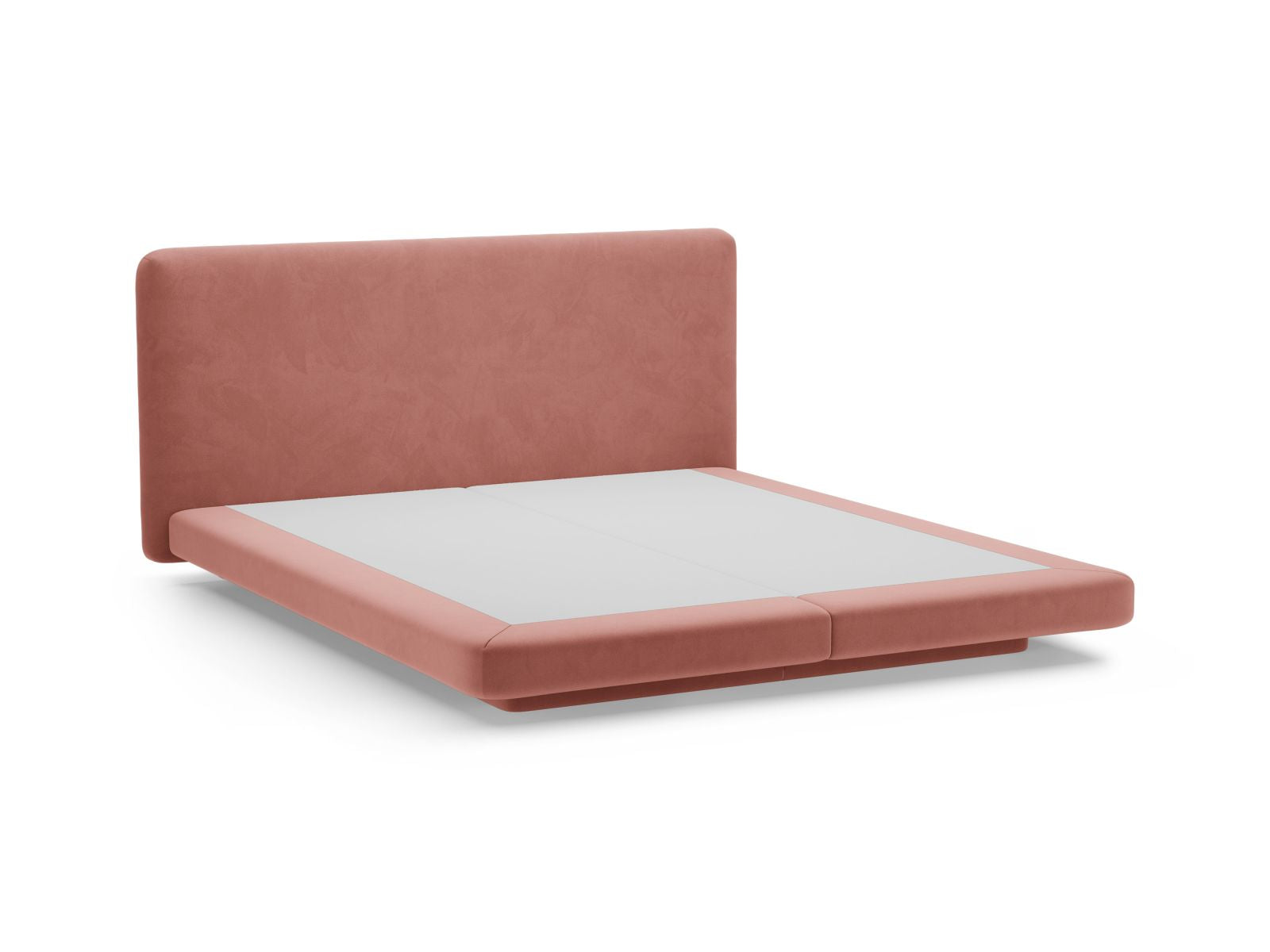 Elegantes Linea Bett in zartem Pink-Magic Velvet, 140 cm Kopfteil, ideal für stilvolle Schlafzimmergestaltung von Micadoni.