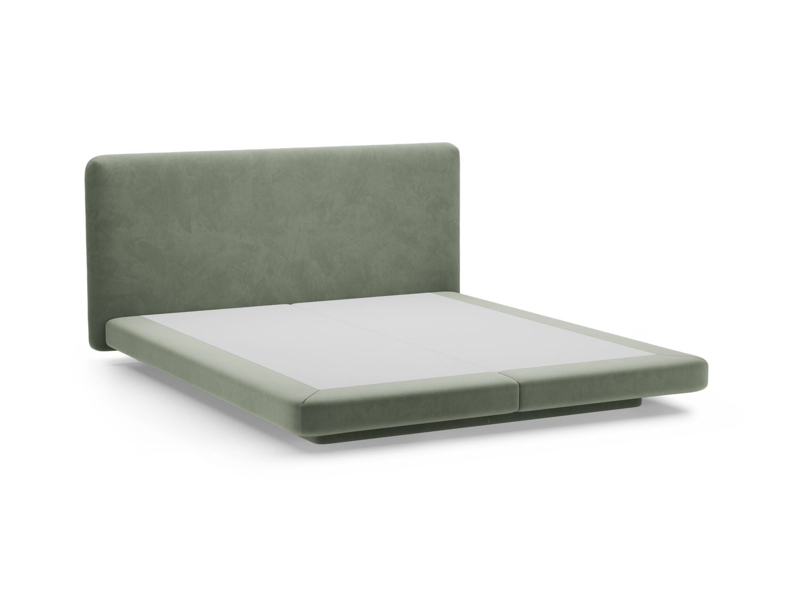 Elegantes Linea Bett mit 140 cm hohem Kopfteil aus grünem Magic Velvet, ideal für stilvolle Schlafzimmergestaltung. Hochwertige Verarbeitung von Micadoni.