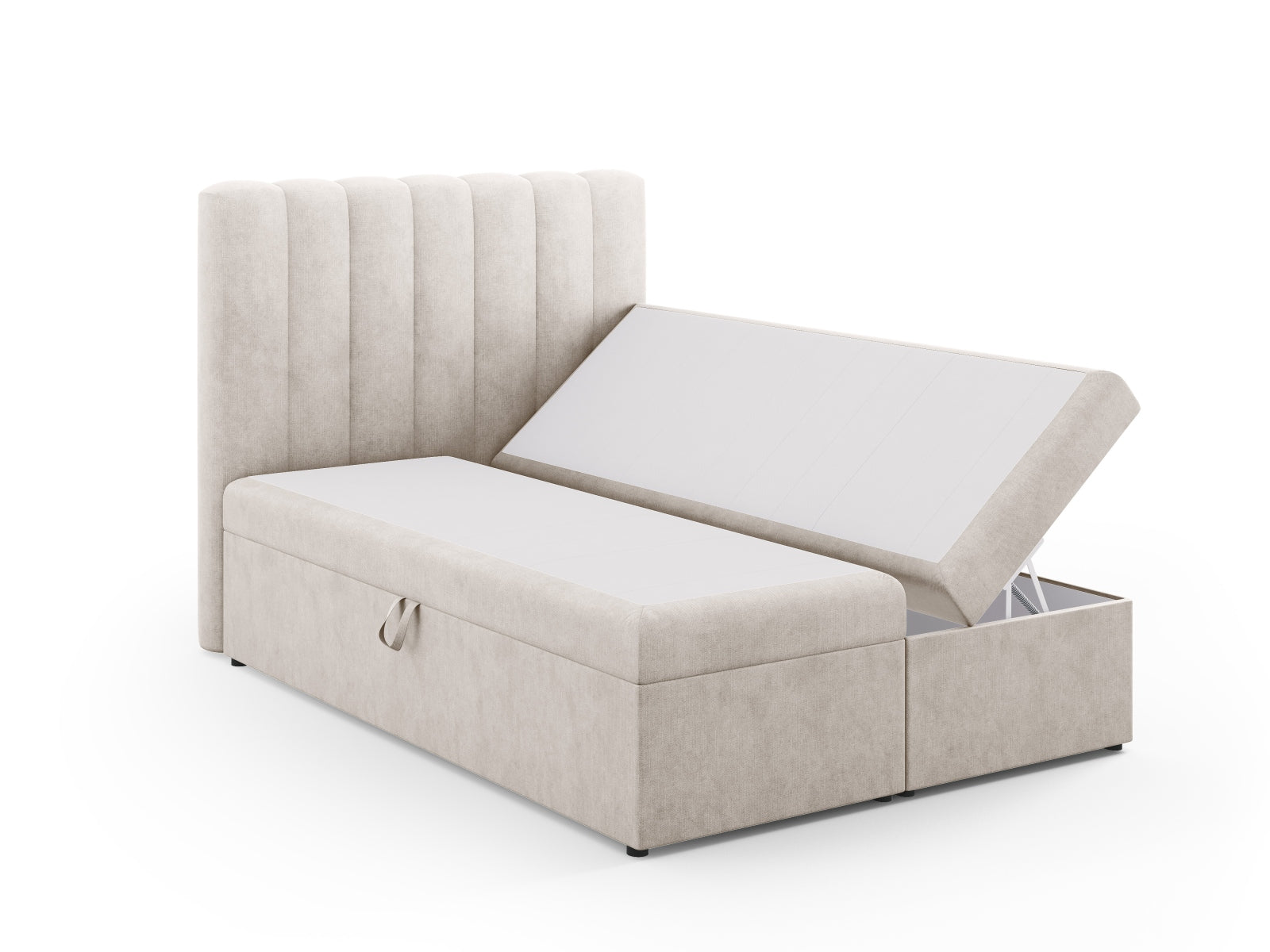 Entdecken Sie das Kelp Boxspring Bett Set von Micadoni: stilvolles Kopfteil, stabile Boxspring und hochwertige Matratze mit Topper für erholsamen Schlaf.