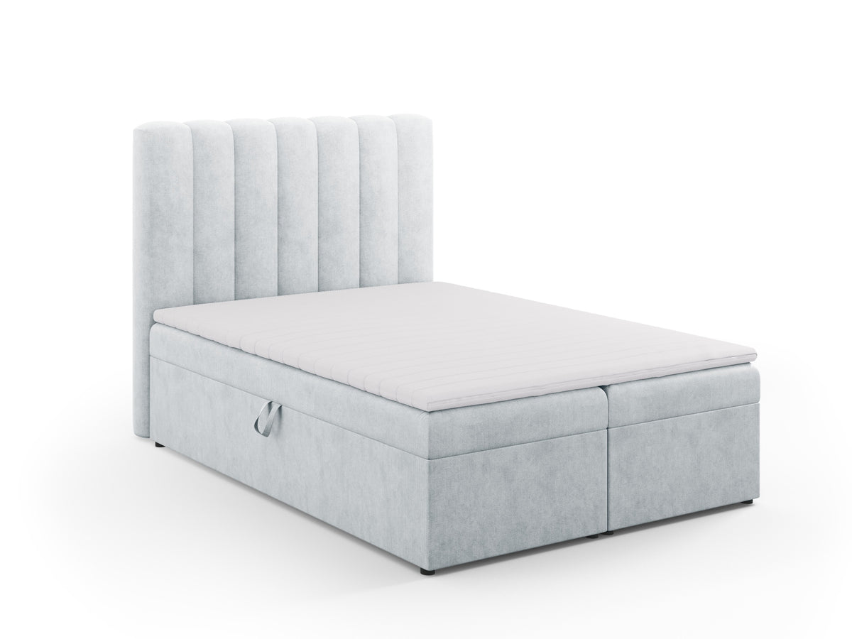 Kelp Boxspringbett Set 140cm: Headboard + Box Springs/Matratze + Matratze Topper in Light Grey-Moly präsentiert im Onlineshop von KAQTU Design AG. Bett ist von Micadoni