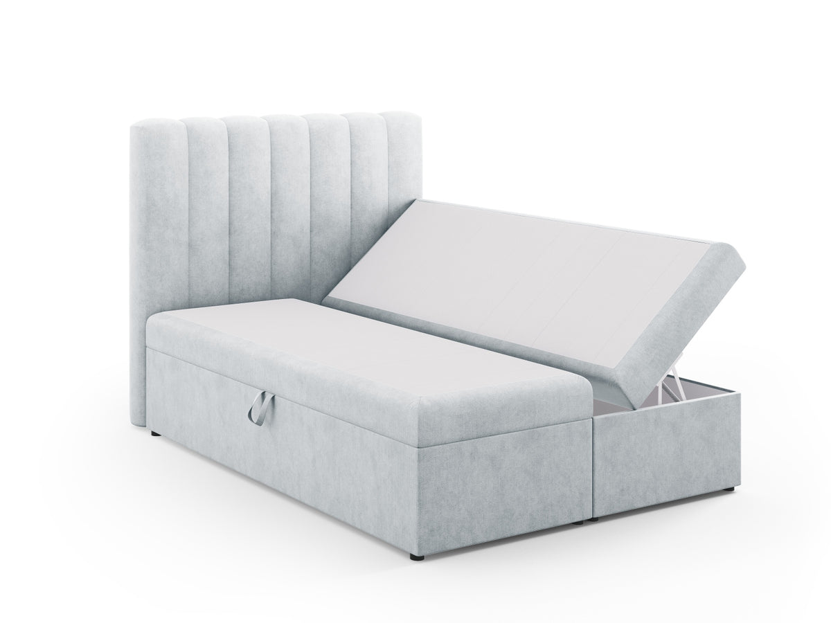 Kelp Boxspringbett Set 140cm: Headboard + Box Springs/Matratze + Matratze Topper in Light Grey-Moly präsentiert im Onlineshop von KAQTU Design AG. Bett ist von Micadoni