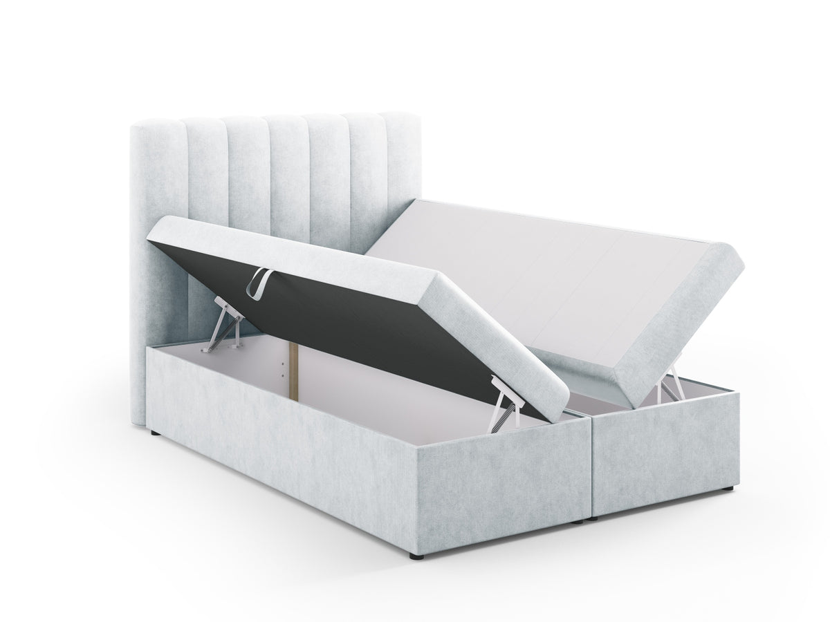 Kelp Boxspringbett Set 140cm: Headboard + Box Springs/Matratze + Matratze Topper in Light Grey-Moly präsentiert im Onlineshop von KAQTU Design AG. Bett ist von Micadoni