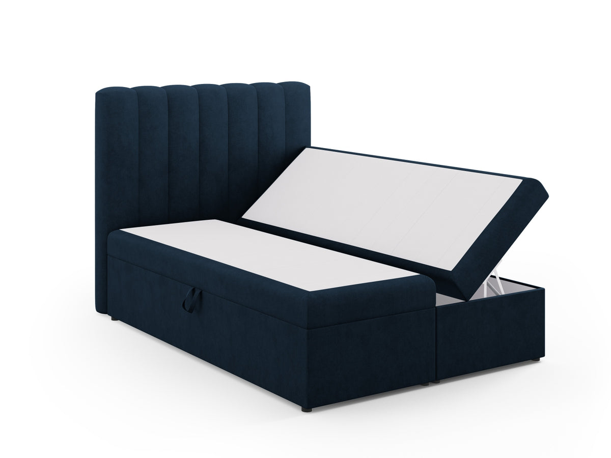 Kelp Boxspringbett Set 140cm: Headboard + Box Springs/Matratze + Matratze Topper in Royal Blue-Moly präsentiert im Onlineshop von KAQTU Design AG. Bett ist von Micadoni