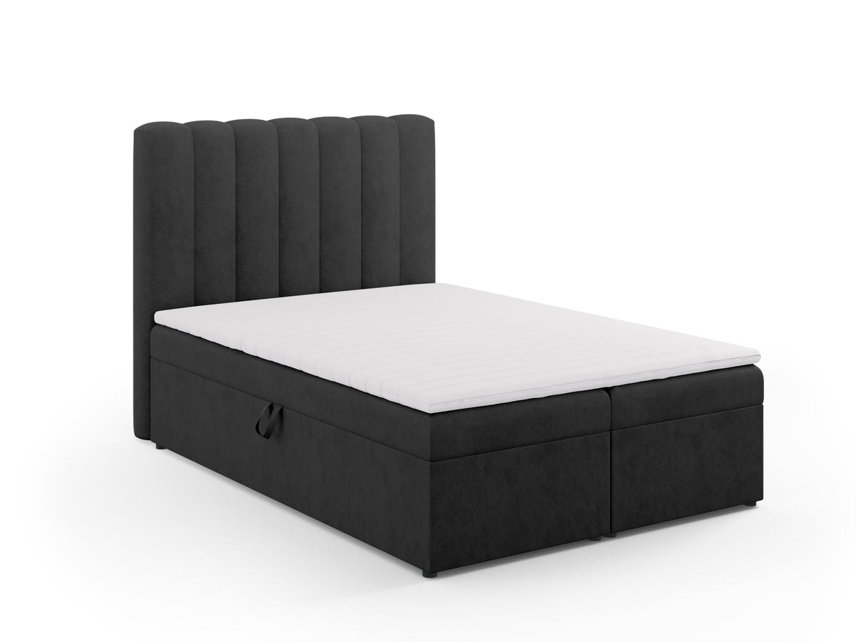Kelp Boxspringbett Set 140cm: Headboard + Box Springs/Matratze + Matratze Topper in Anthracite-Moly präsentiert im Onlineshop von KAQTU Design AG. Bett ist von Micadoni