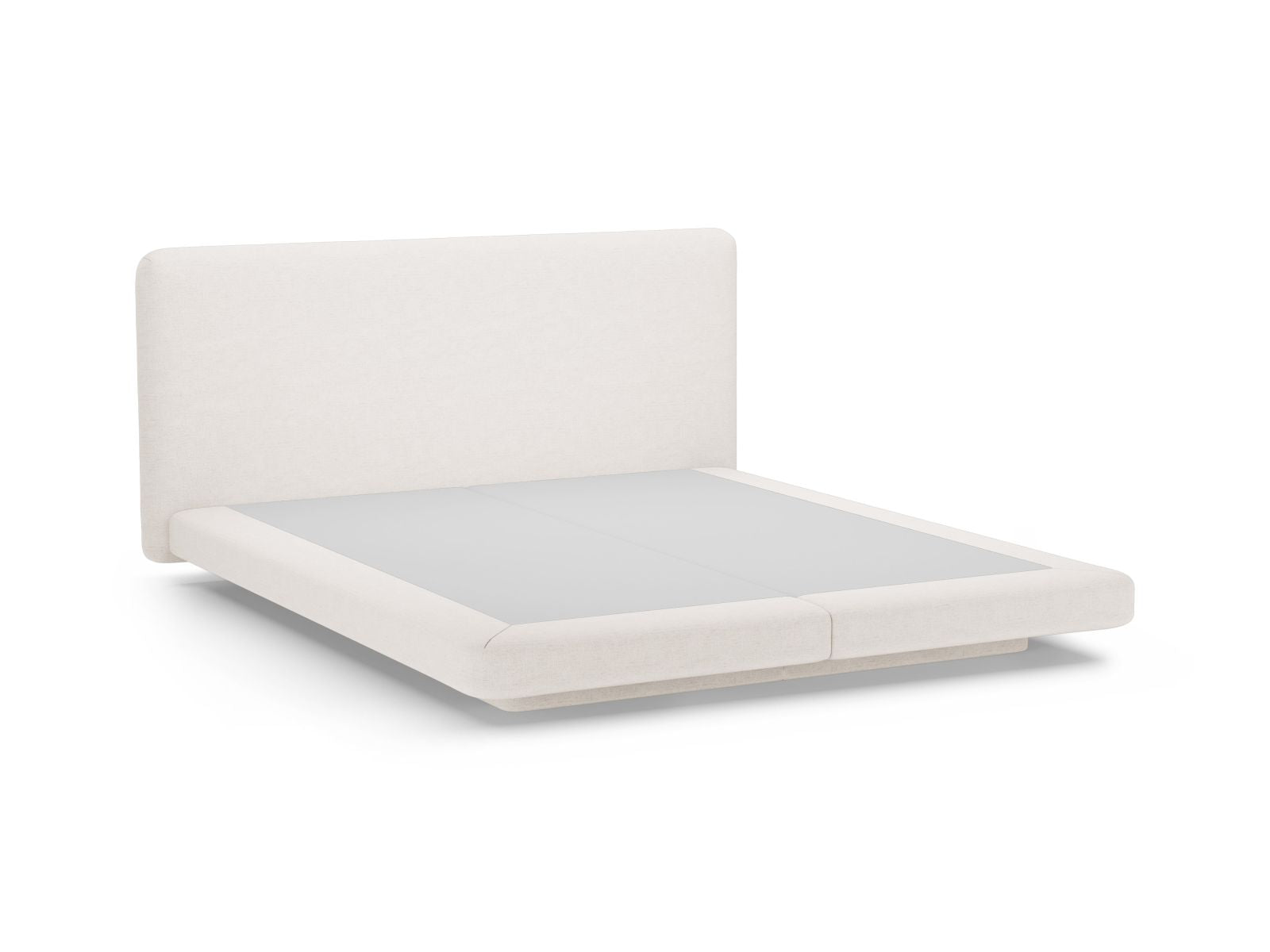 Elegantes Linea Bett von Micadoni mit 140 cm hohem Kopfteil in sanftem Beige, ideal für stilvolle Schlafzimmergestaltung und Komfort.