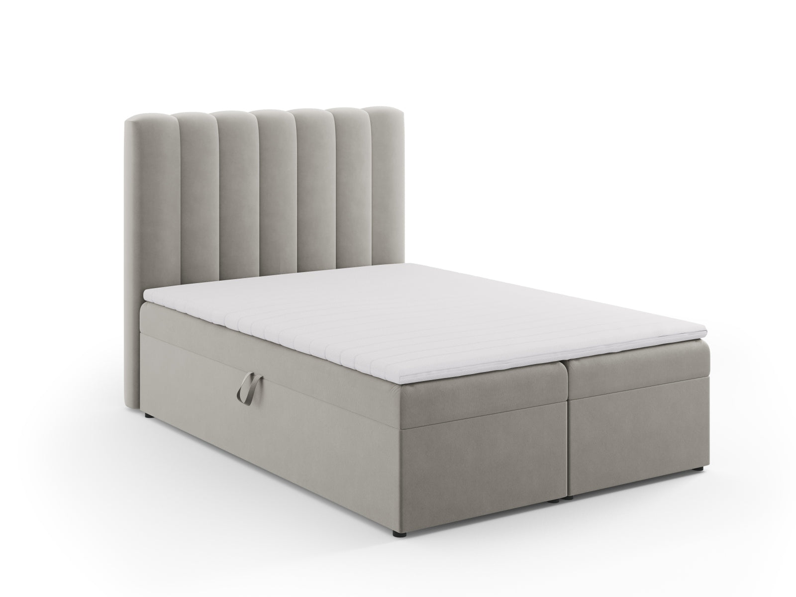 Entdecken Sie das Kelp Boxspring Bett Set von Micadoni: stilvolles Kopfteil, stabile Boxspring und hochwertige Matratze mit Topper für erholsamen Schlaf.