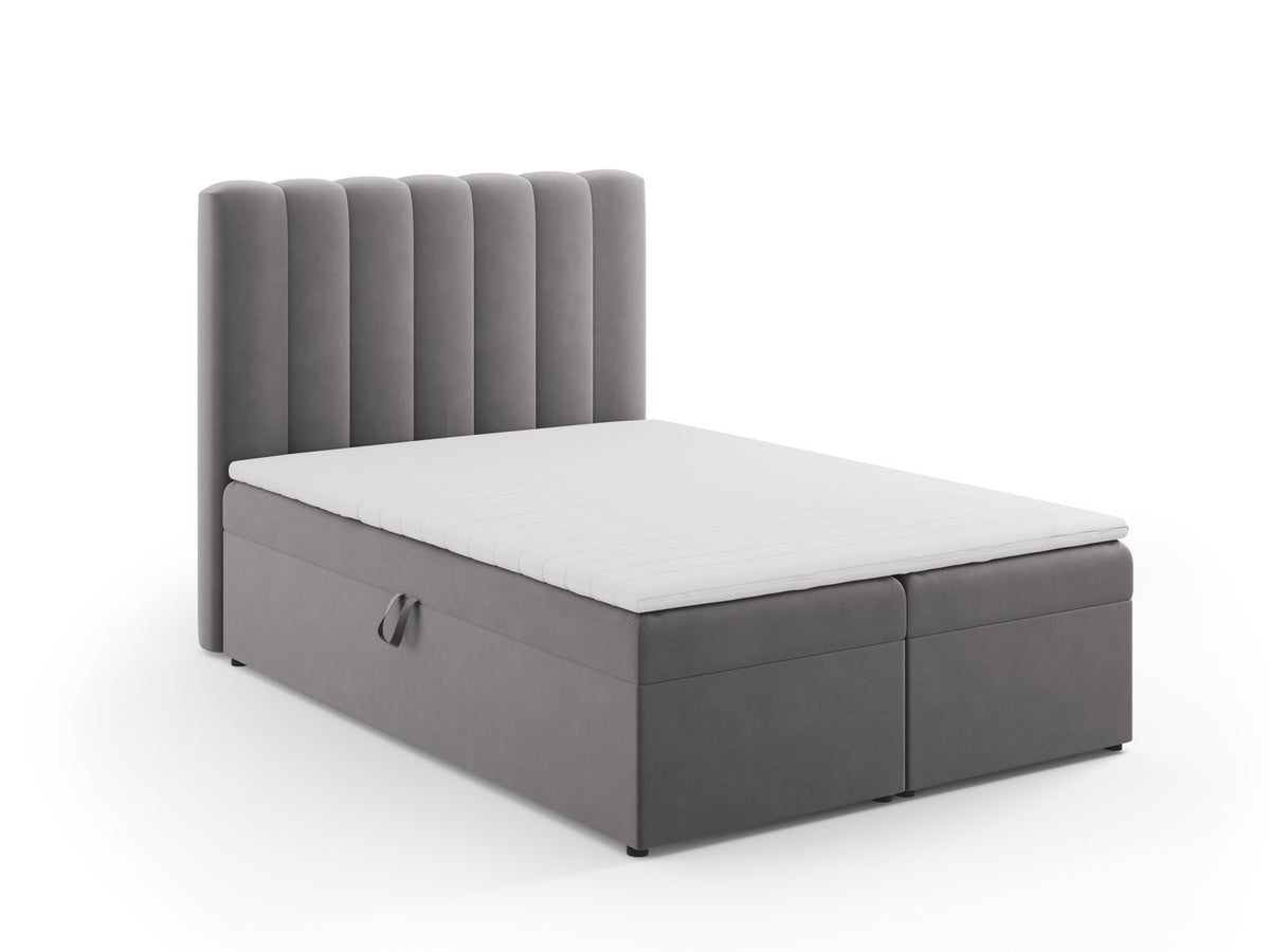 Kelp Boxspringbett Set 140cm: Headboard + Box Springs/Matratze + Matratze Topper in Grey-Bluvel präsentiert im Onlineshop von KAQTU Design AG. Bett ist von Micadoni
