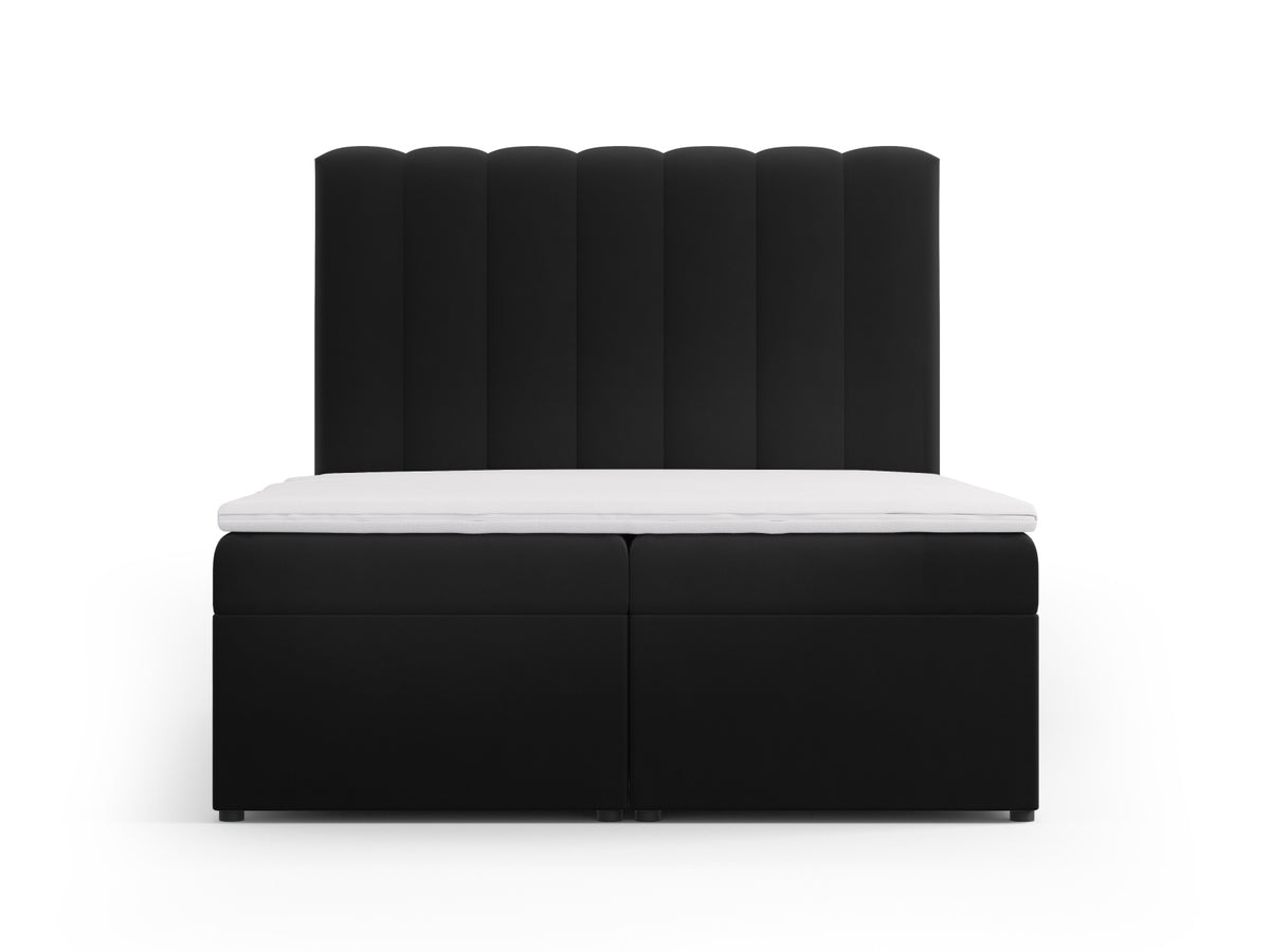 Kelp Boxspringbett Set 140cm: Headboard + Box Springs/Matratze + Matratze Topper in Black-Bluvel präsentiert im Onlineshop von KAQTU Design AG. Bett ist von Micadoni