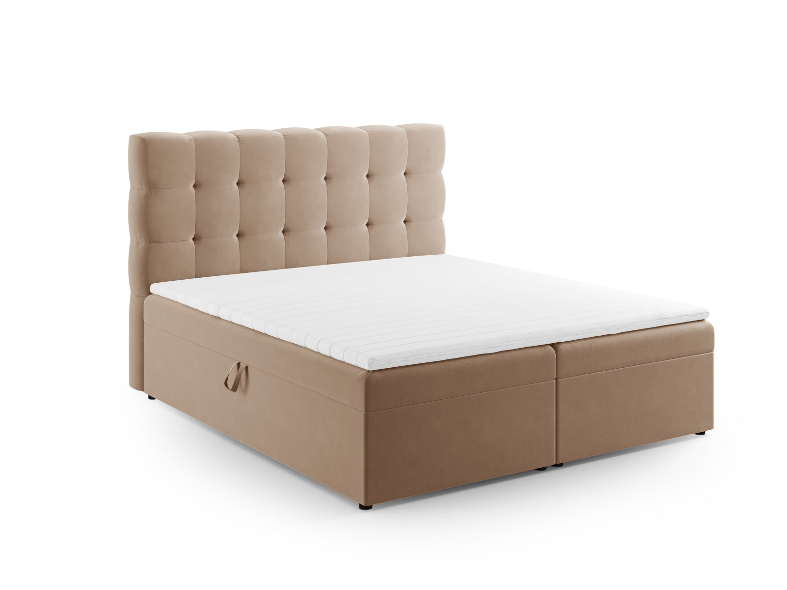 Mamaia Boxspringbett-Set: Headboard + Boxspringmatratze und Topper 140cm in Beige/Schwarz-Bluvel präsentiert im Onlineshop von KAQTU Design AG. Bett ist von Micadoni