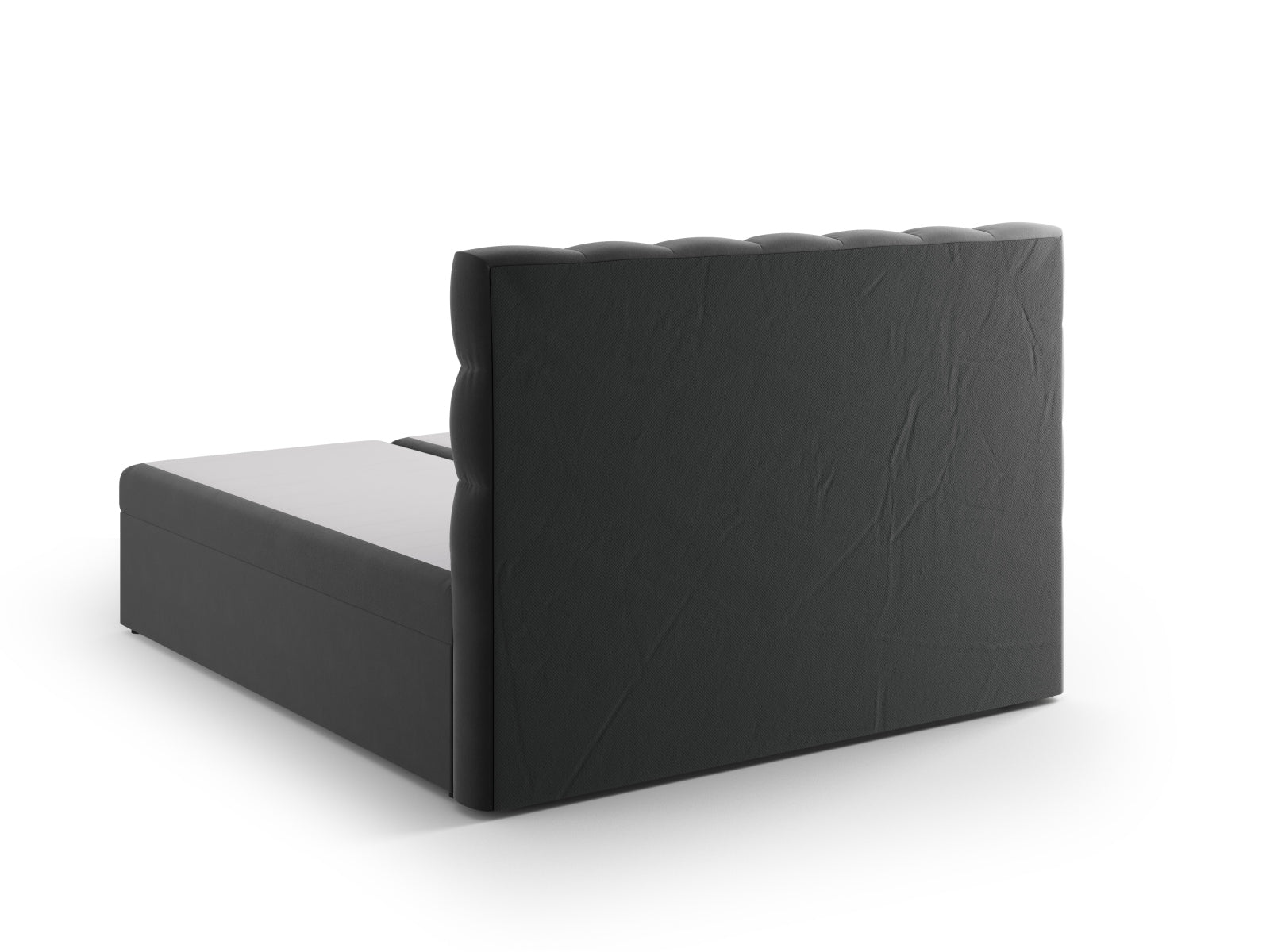 Modernes Boxspringbett-Set Mamaia in Grau und Schwarz, inklusive Kopfteil, Matratze und Topper, perfekt für komfortable Nächte.