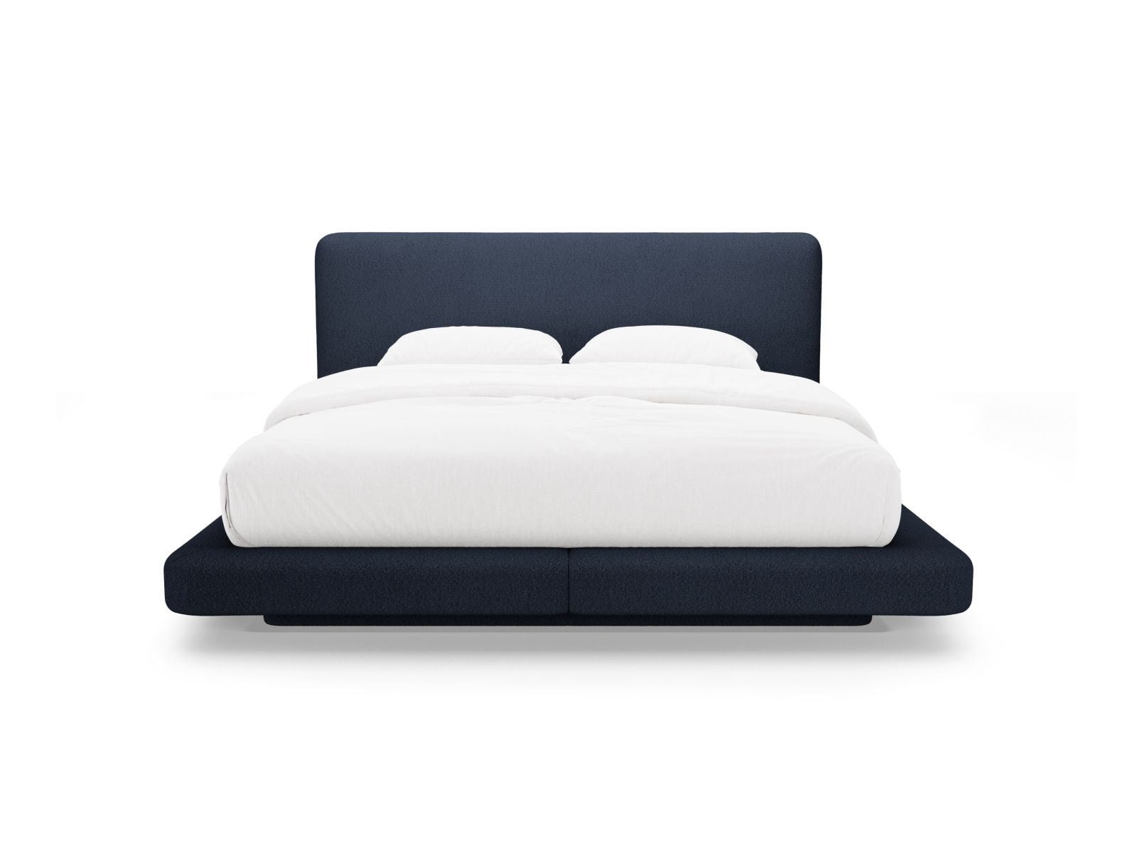 Elegantes Linea Bett mit 160 cm Kopfteil in Dunkelblau von Micadoni, ideal für stilvolle Schlafzimmergestaltung.