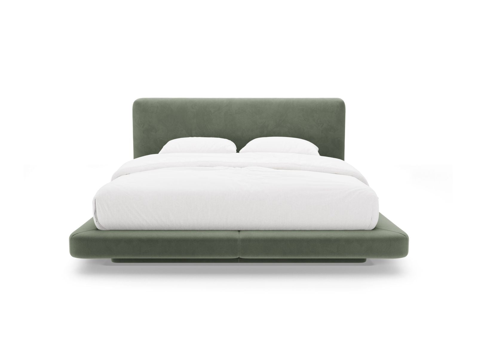 Elegantes Linea Bett mit 160 cm Kopfteil in Green-Magic Velvet, stilvoll und modern, ideal für jedes Schlafzimmer von Micadoni.