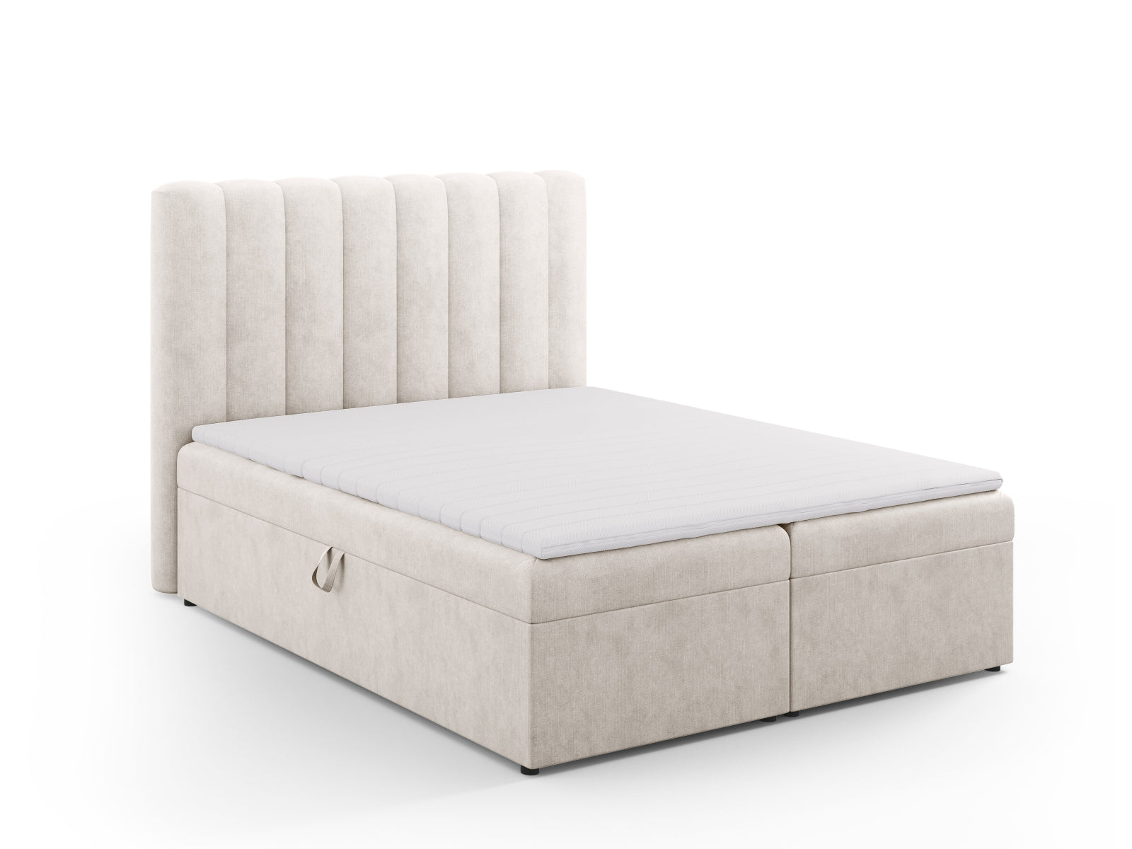 Entdecken Sie das Kelp Boxspring Bett Set von Micadoni: stilvolles Kopfteil, stabile Boxspring und hochwertige Matratze mit Topper für erholsamen Schlaf.