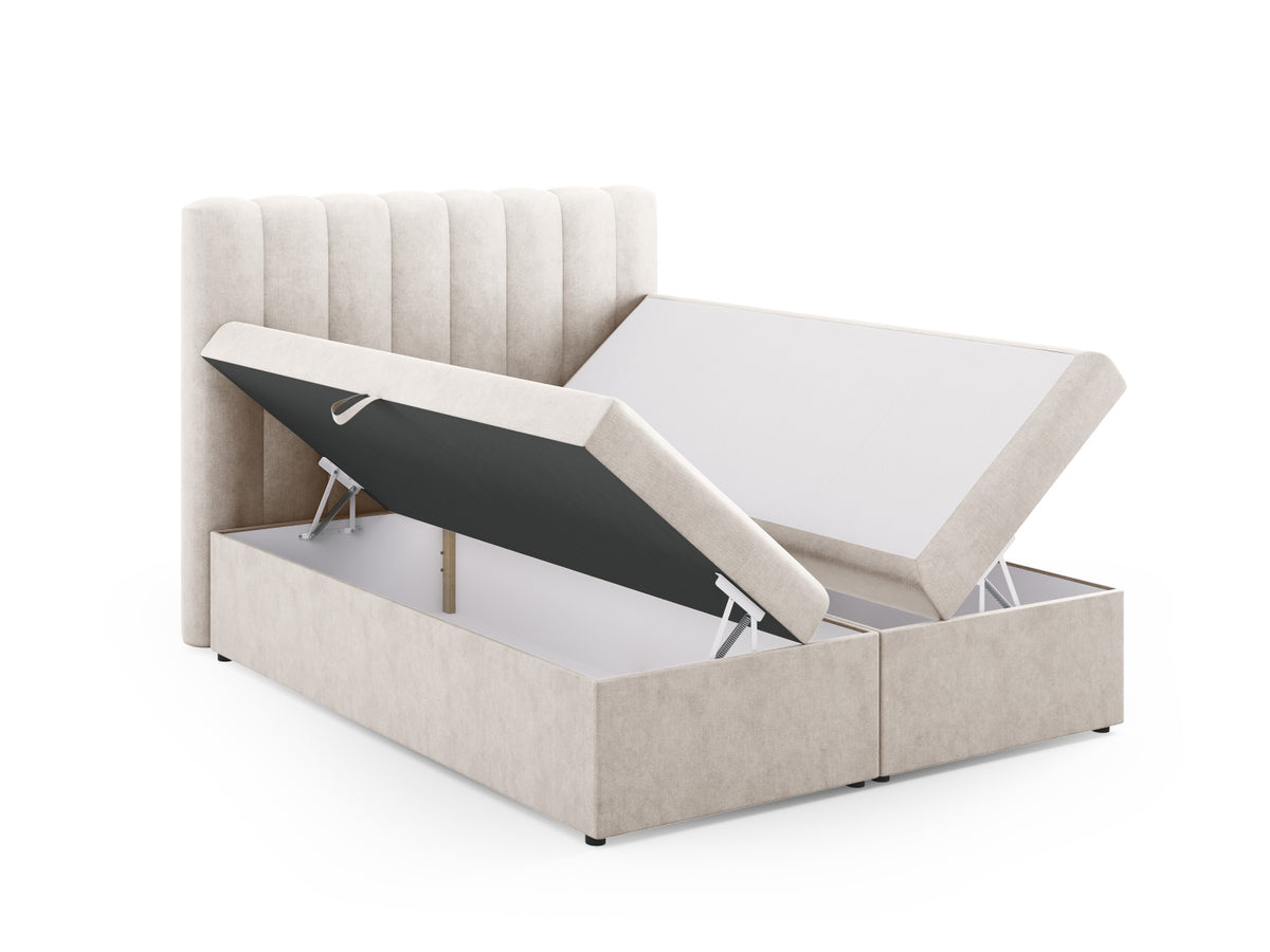 Kelp Boxspringbett Set 160cm: Headboard + Box Springs/Matratze + Matratze Topper in Grey Beige Melange-Moly präsentiert im Onlineshop von KAQTU Design AG. Bett ist von Micadoni